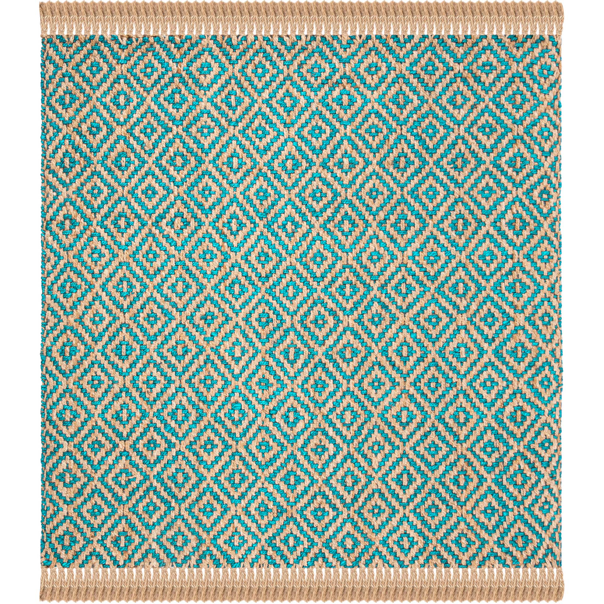Natural Fiber Turquoise/Natural Area Rug - Image 2