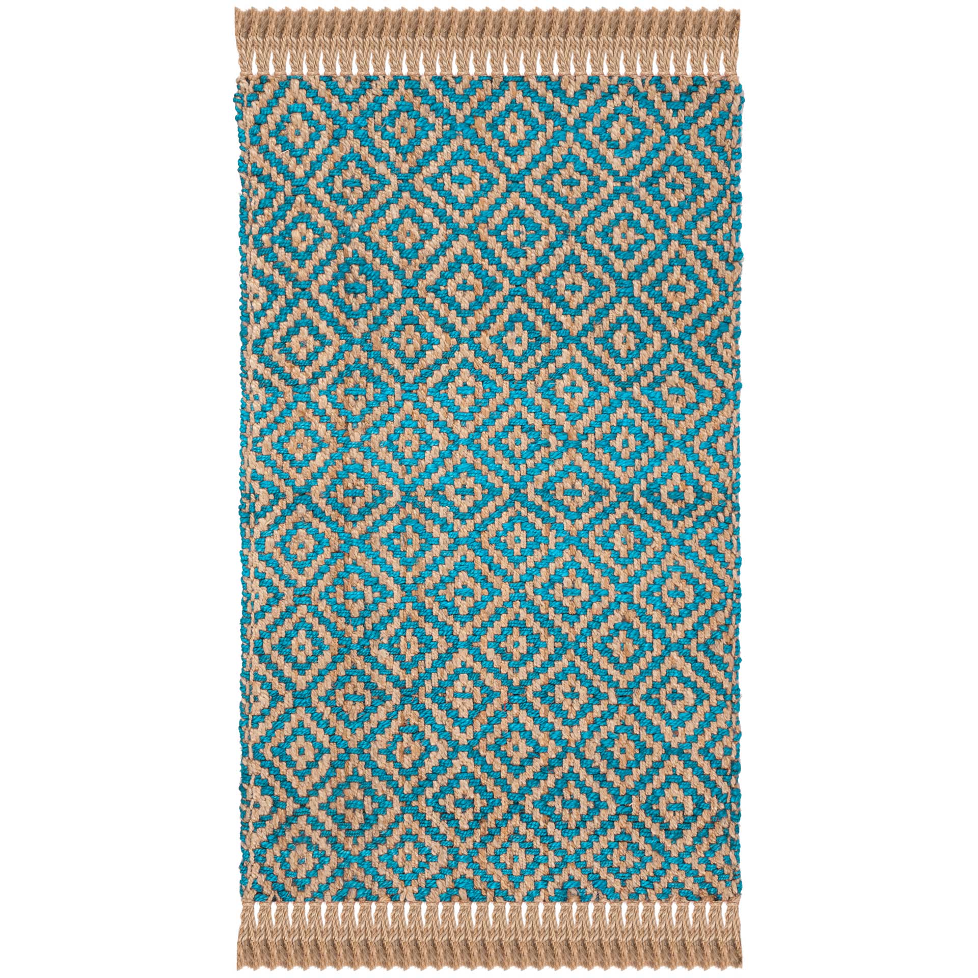 Natural Fiber Turquoise/Natural Area Rug - Image 3