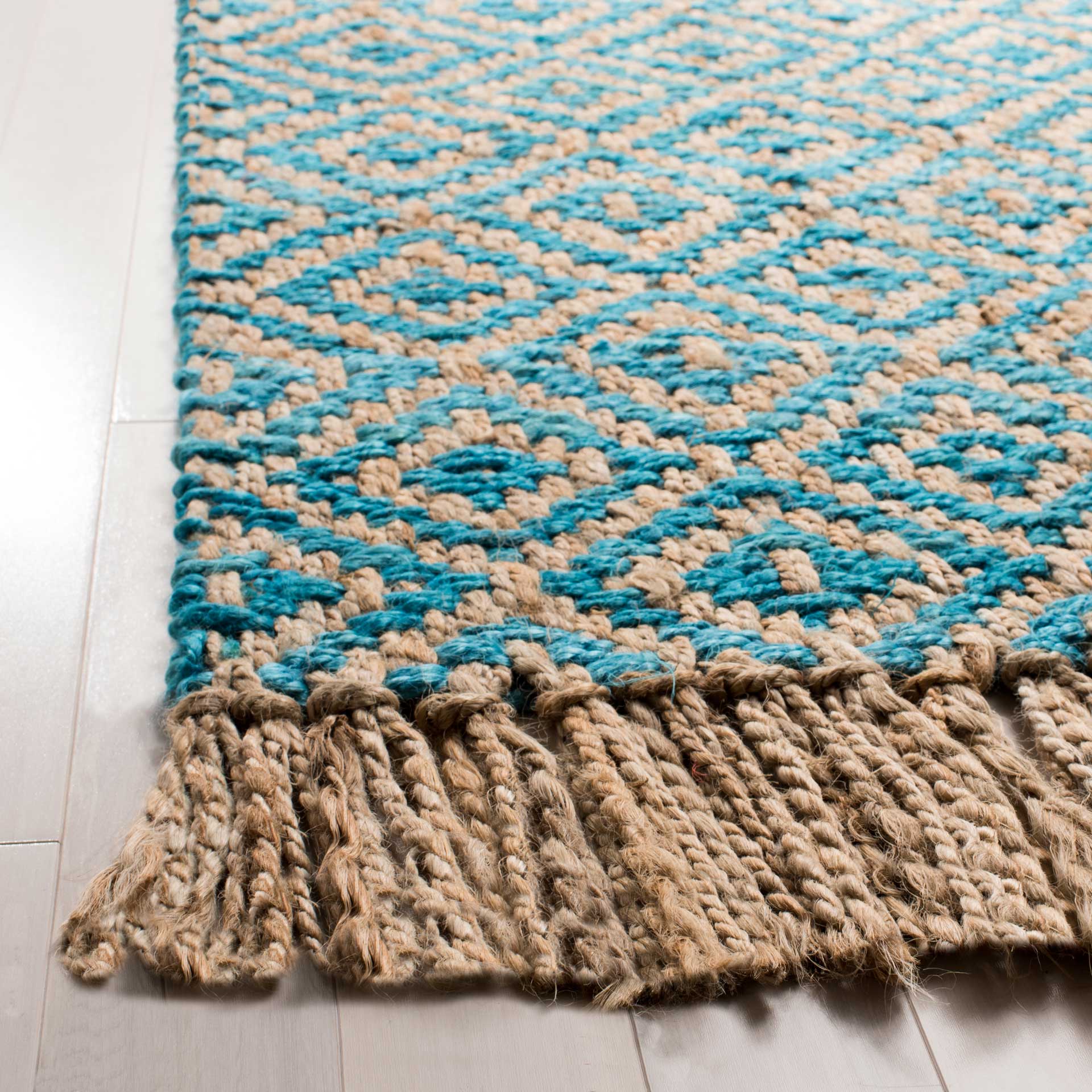 Natural Fiber Turquoise/Natural Area Rug - Image 4