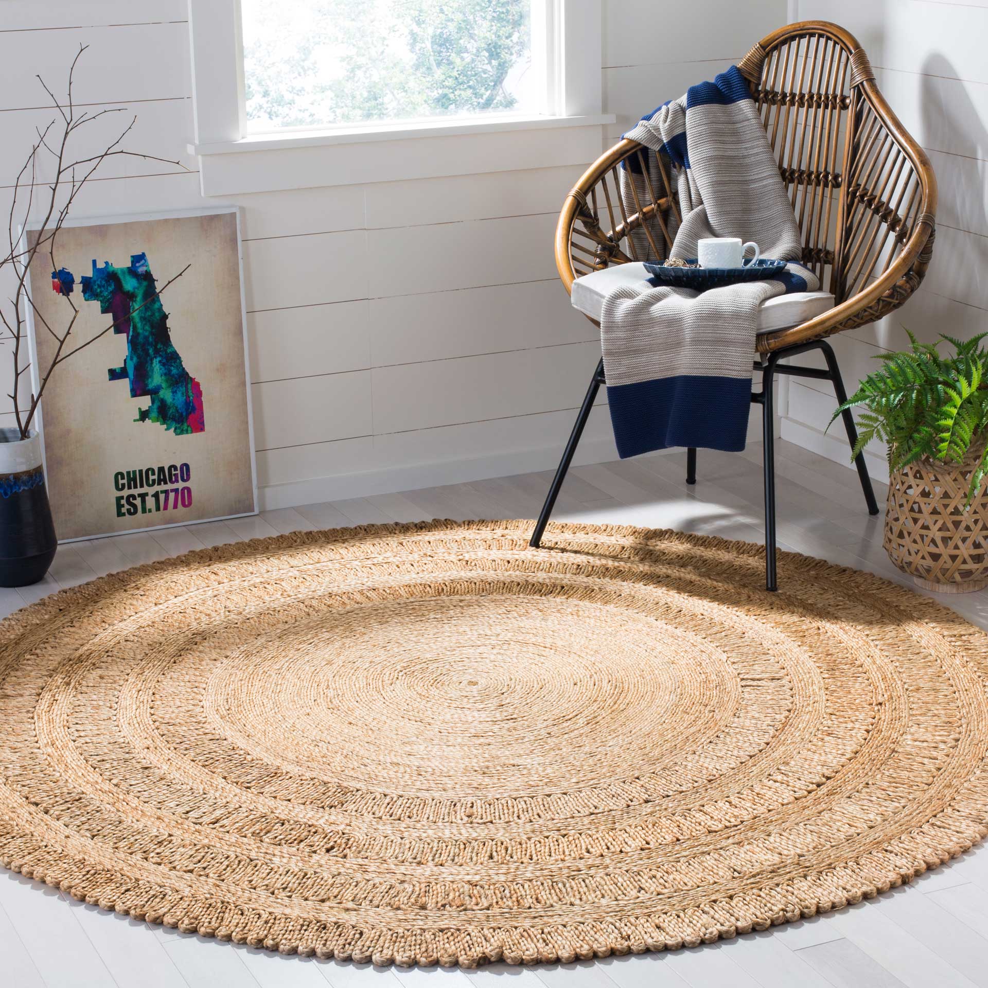 Natural Fiber Wave Natural Round Rug - Image 5