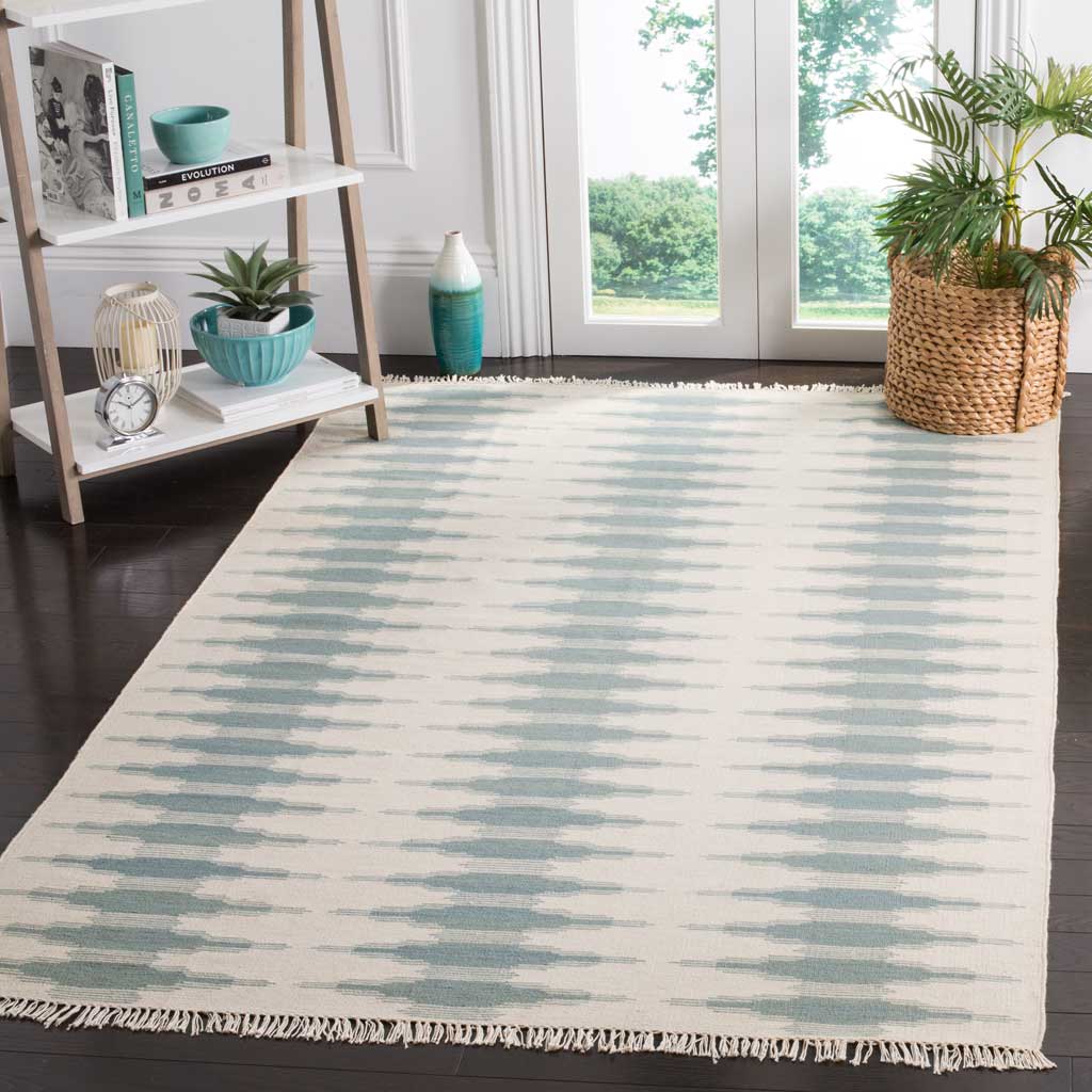Navajo Kilim Ivory/Blue Area Rug - Image 6