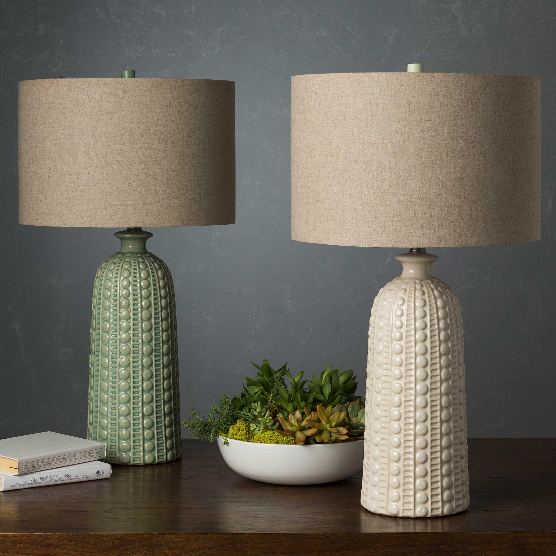 Nelson Table Lamp Camel/Dark Green/Sage - Image 7
