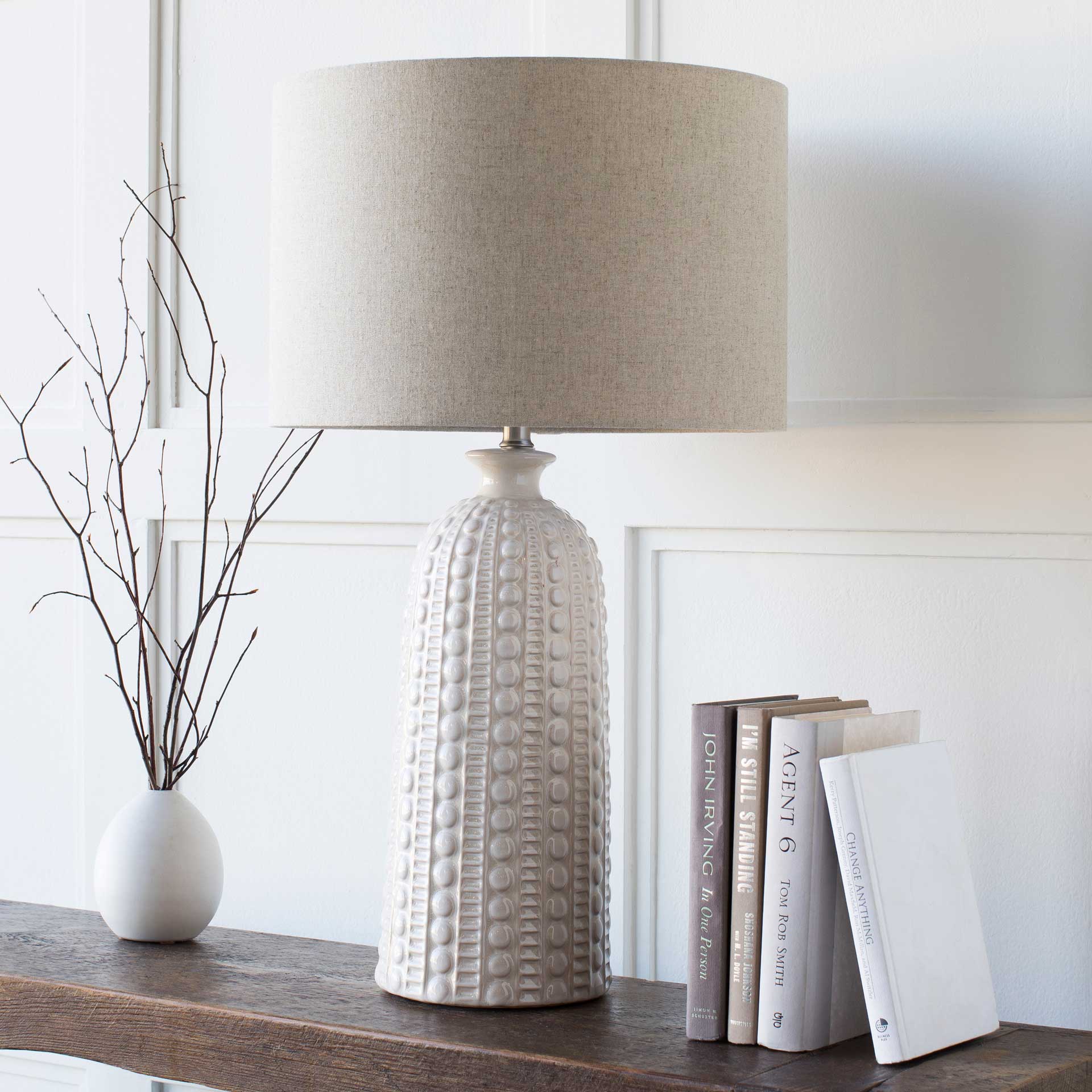Nelson Table Lamp Camel/White/Ivory - Image 8
