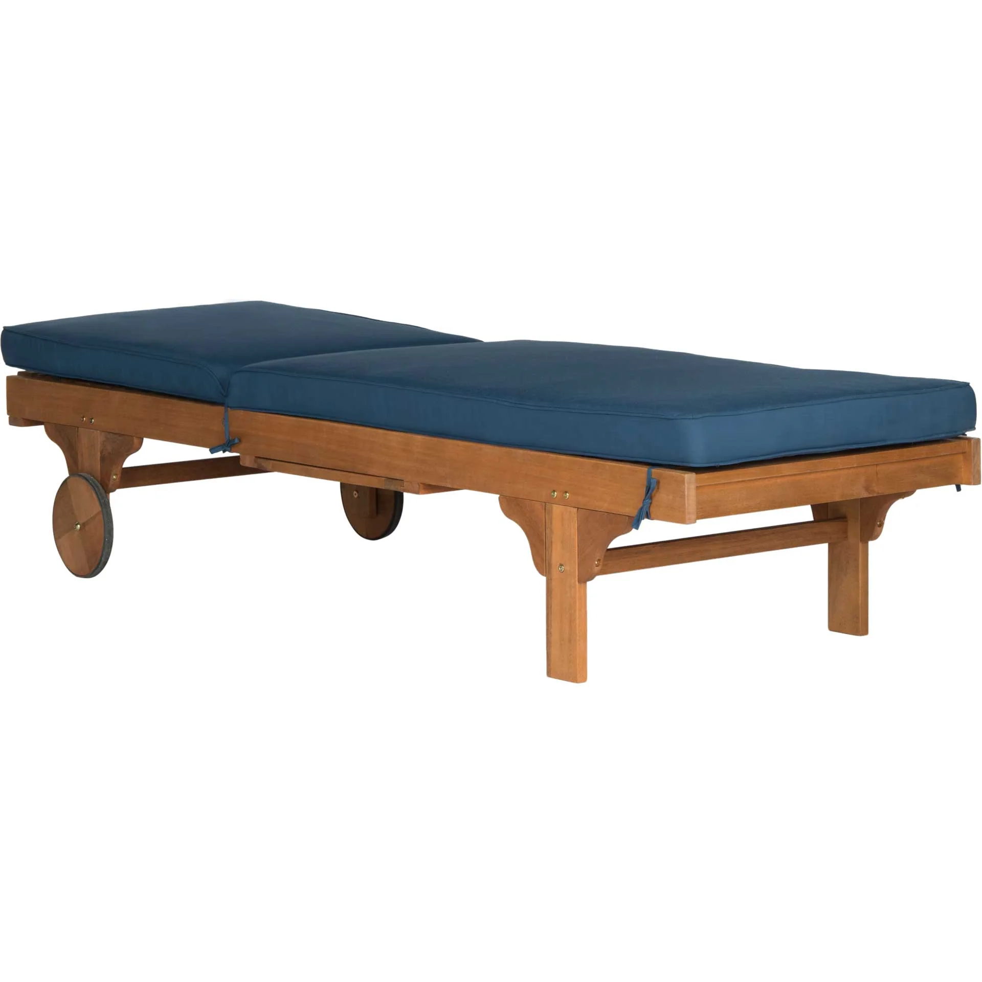 Neptune Chaise Lounge Chair With Side Table Teak Brown/Navy - Image 2