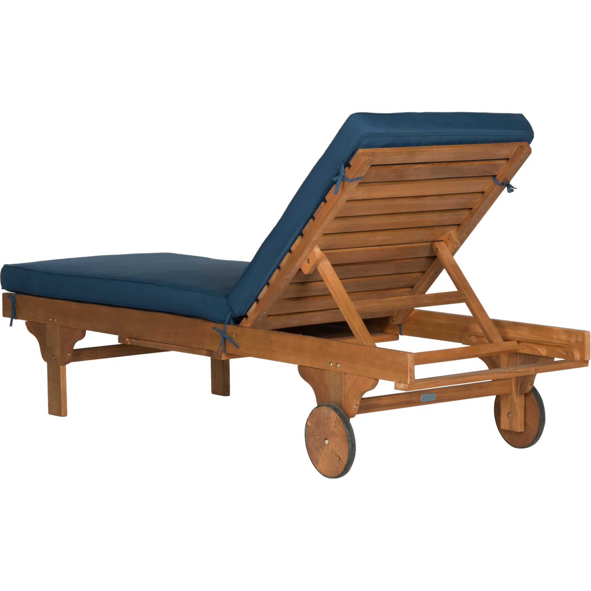Neptune Chaise Lounge Chair With Side Table Teak Brown/Navy - Image 3