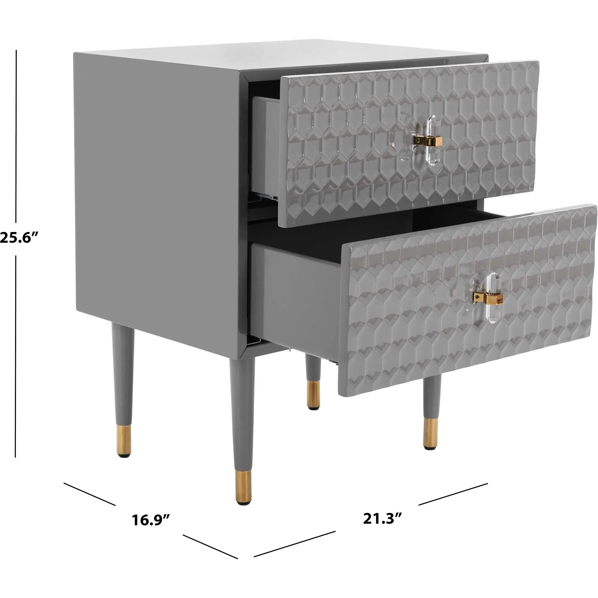Nevaeh 2 Drawer Side Table Gray/Gold - Image 8