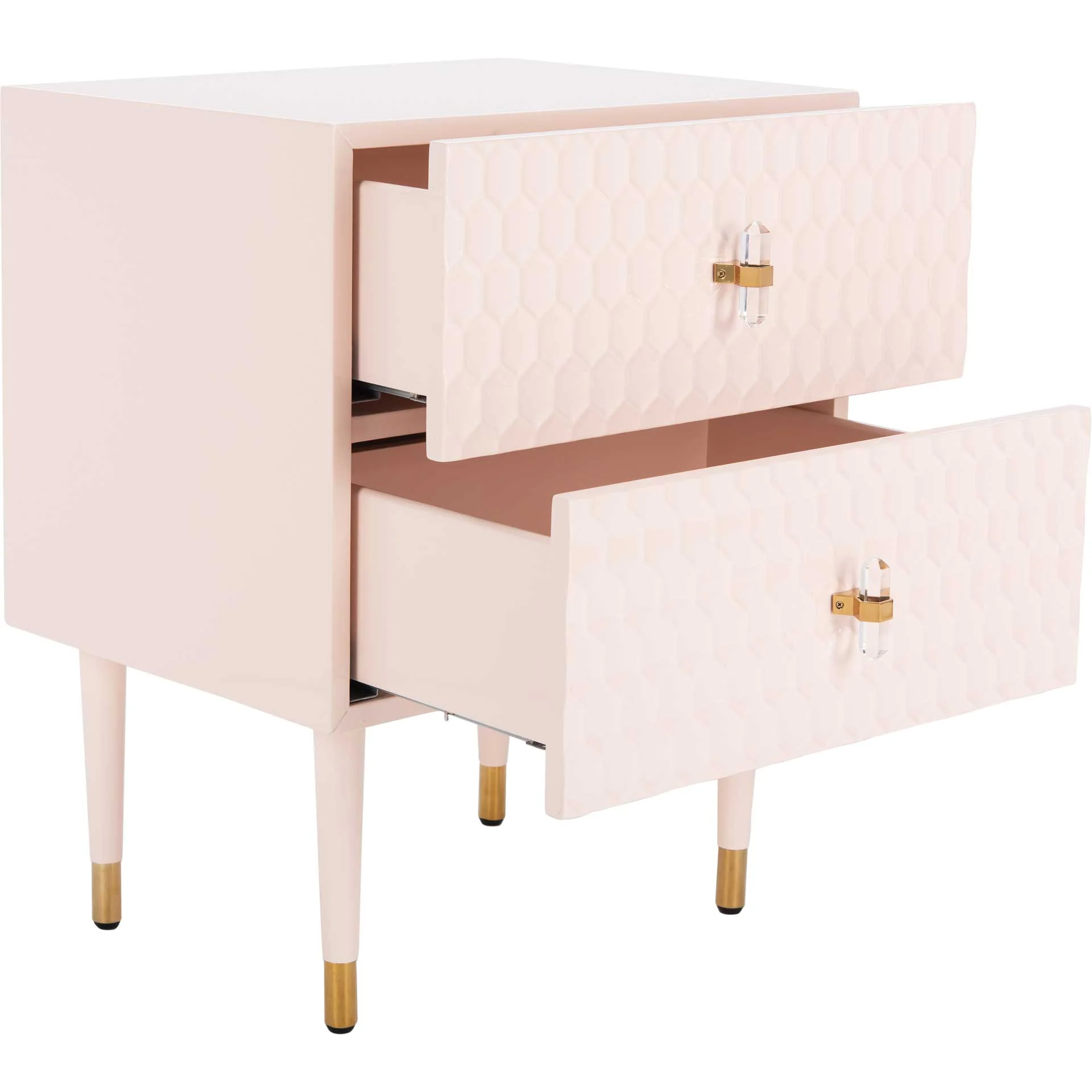 Nevaeh 2 Drawer Side Table Light Pink/Gold - Image 2