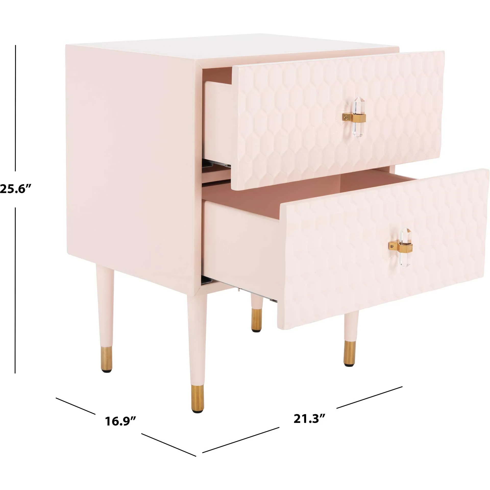 Nevaeh 2 Drawer Side Table Light Pink/Gold - Image 8