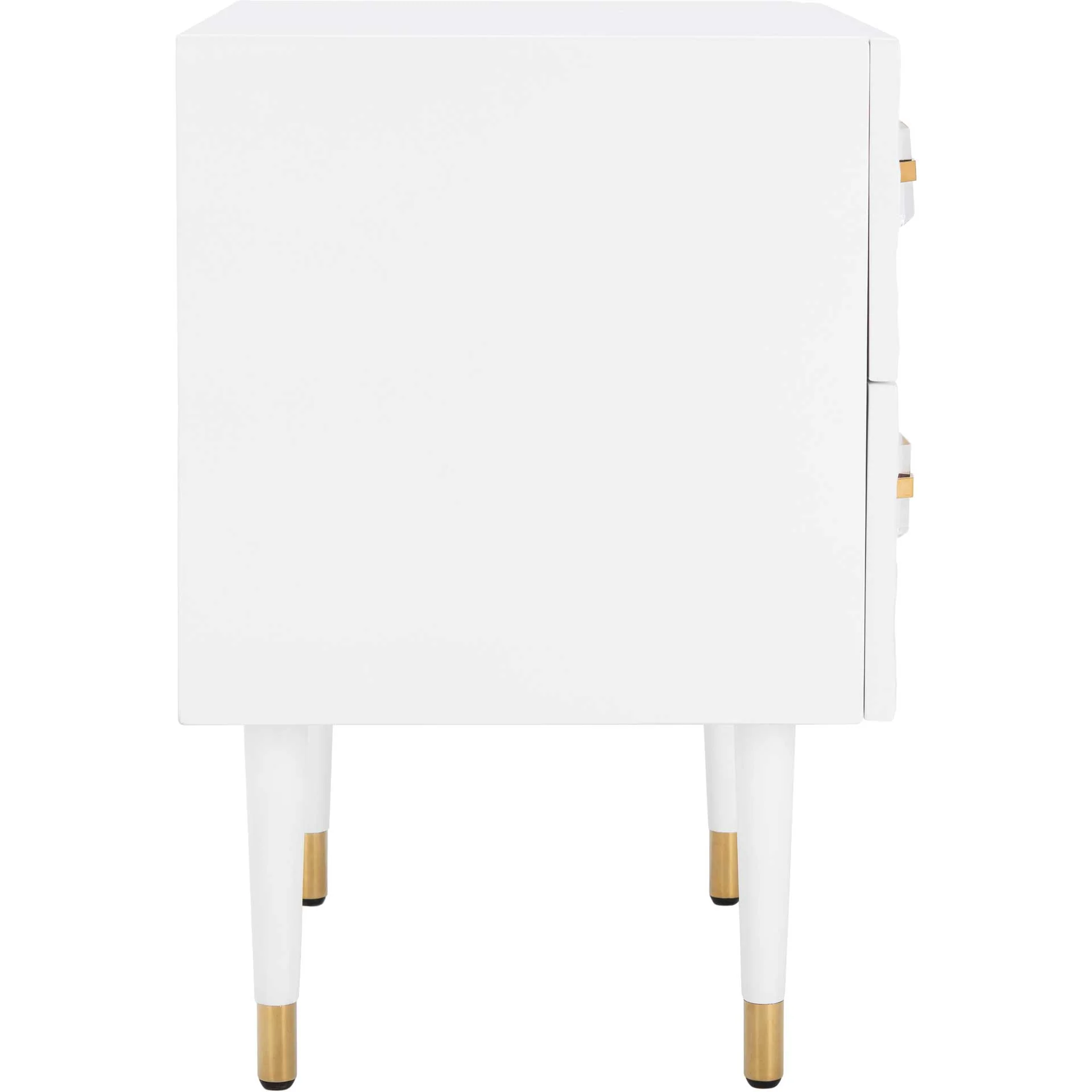 Nevaeh 2 Drawer Side Table White/Gold - Image 3