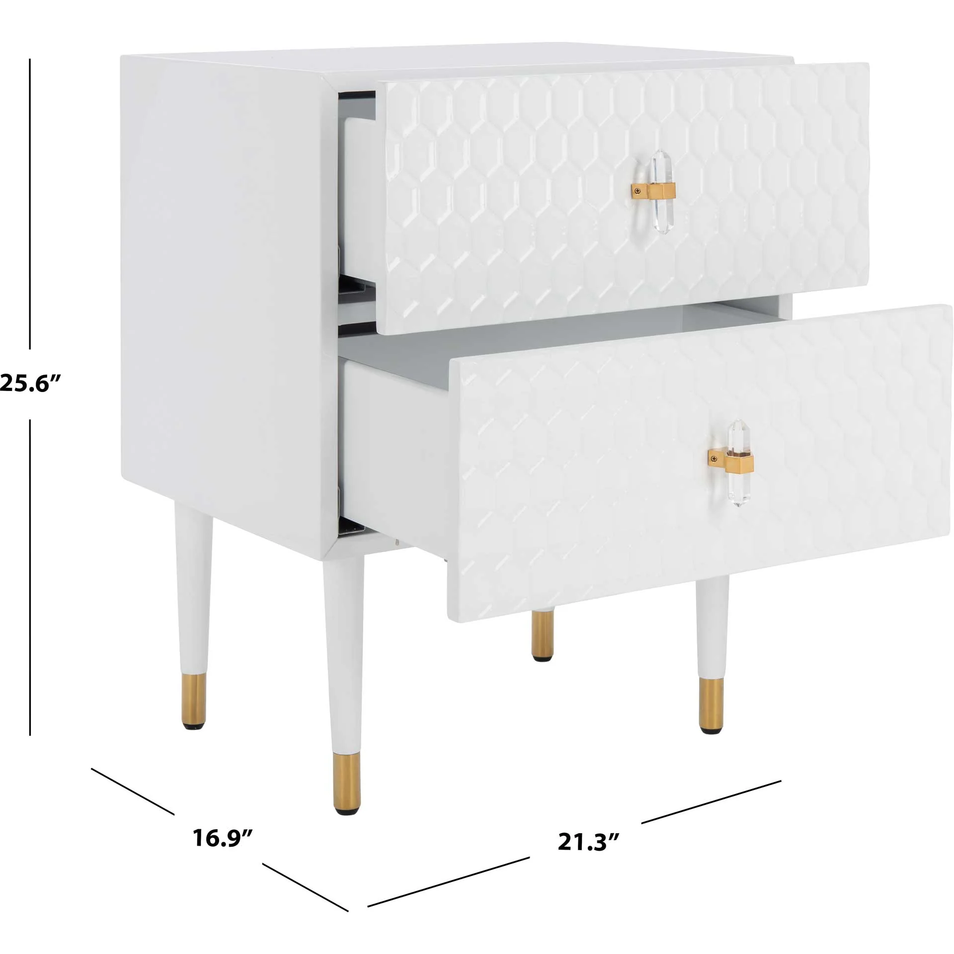 Nevaeh 2 Drawer Side Table White/Gold - Image 8