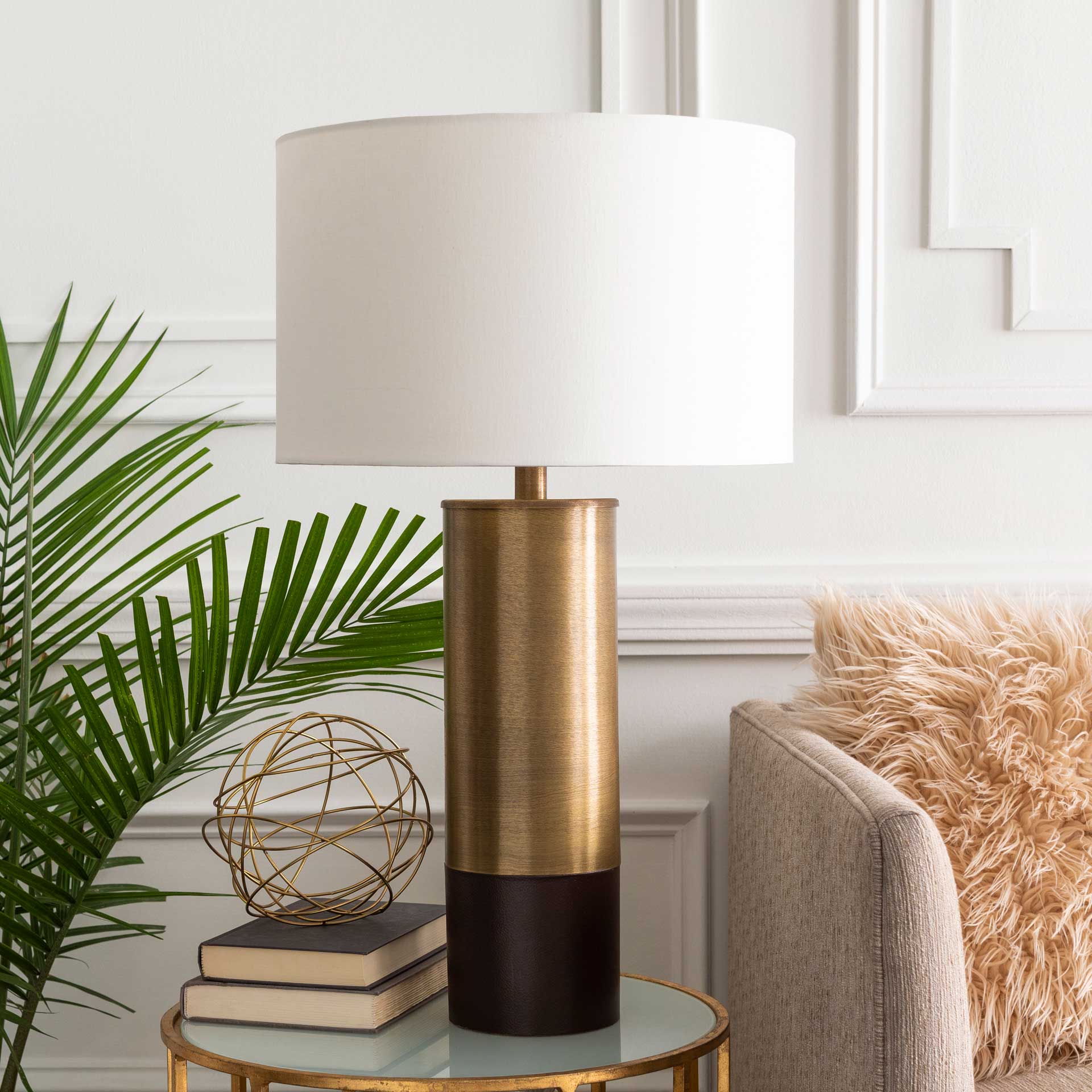 Nevaeh Table Lamp White/Brass/Brown - Image 6