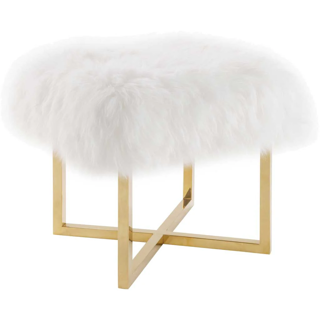 Nice Sheepskin Bench White/Gold - Image 2