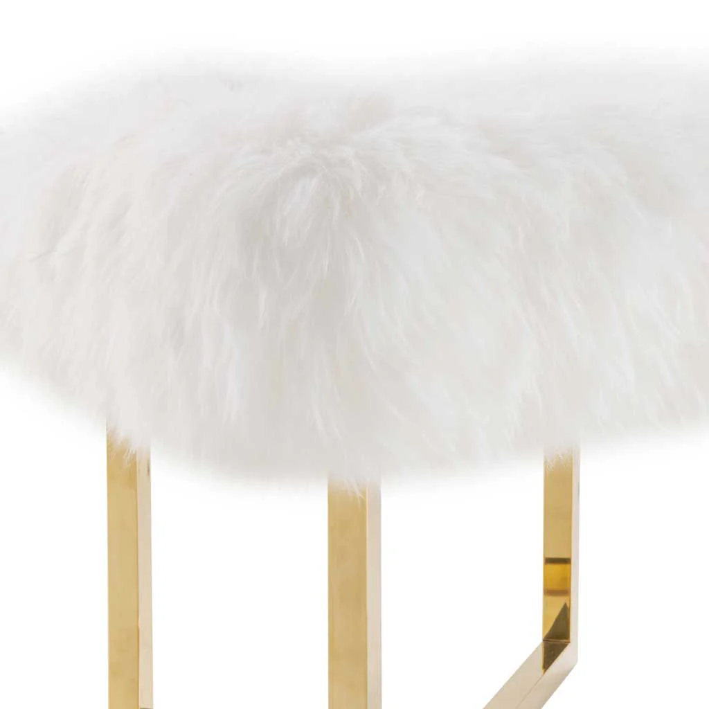 Nice Sheepskin Bench White/Gold - Image 3