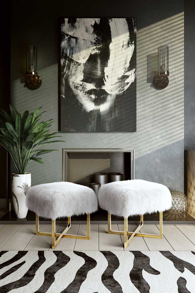 Nice Sheepskin Bench White/Gold - Image 4
