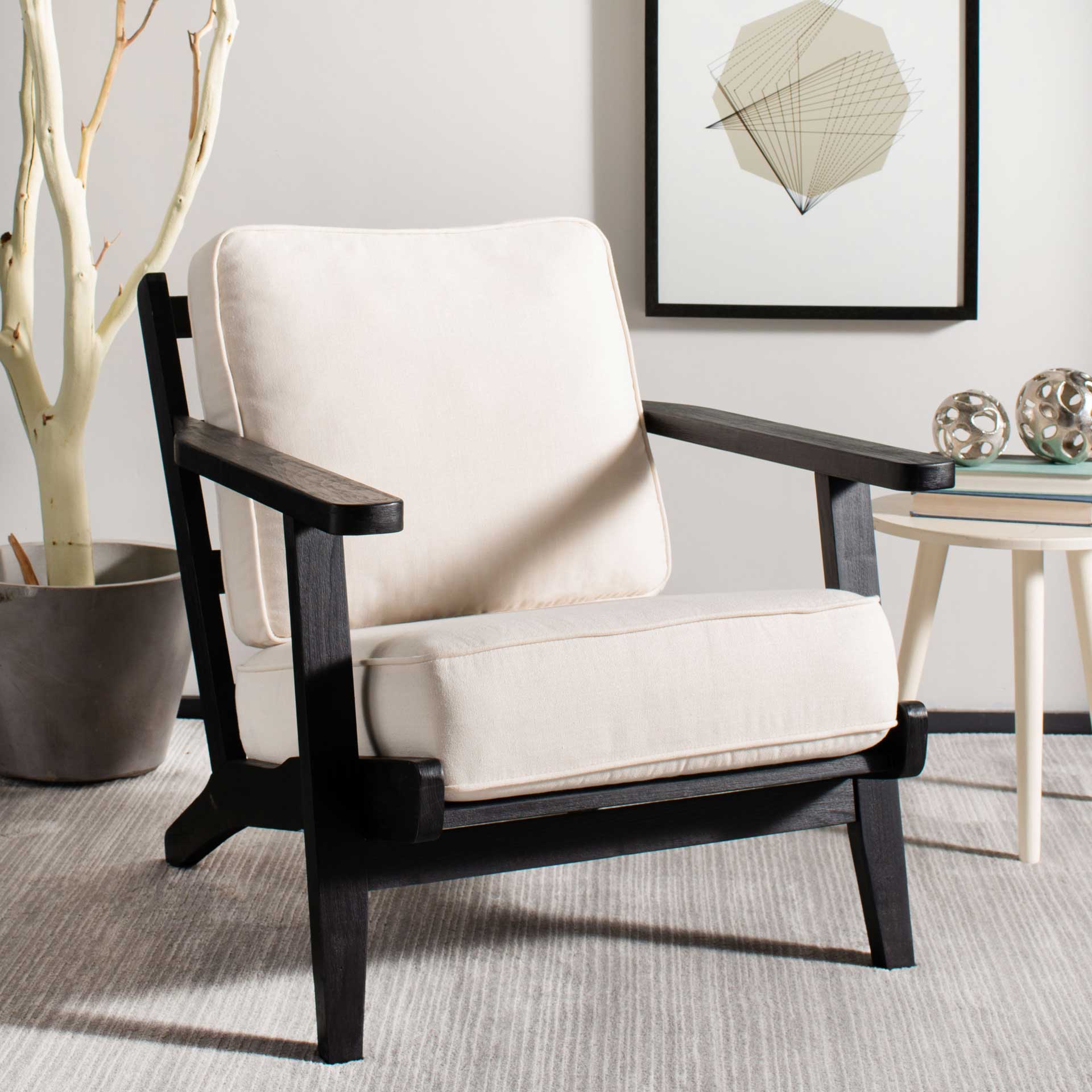 Nick Mid Century Accent Chair Bone White/Black - Image 11