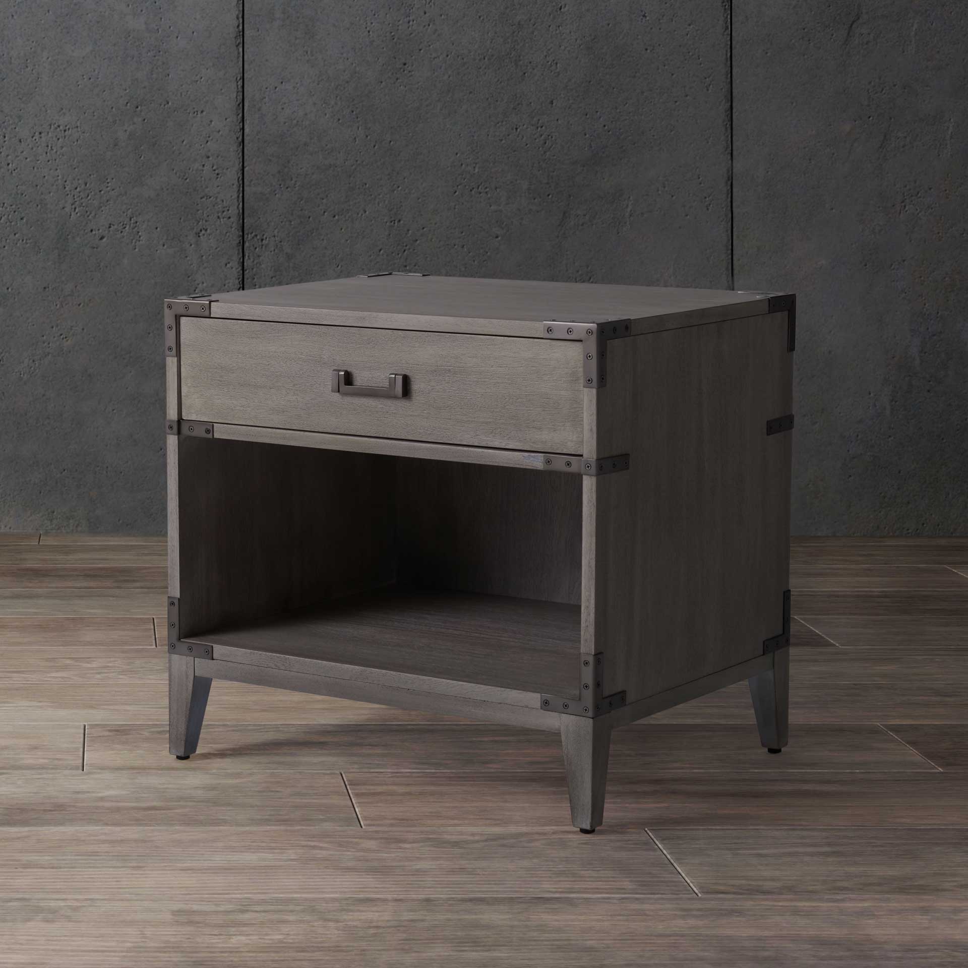Nico 1 Drawer Wood Nightstand Light Gray - Image 4