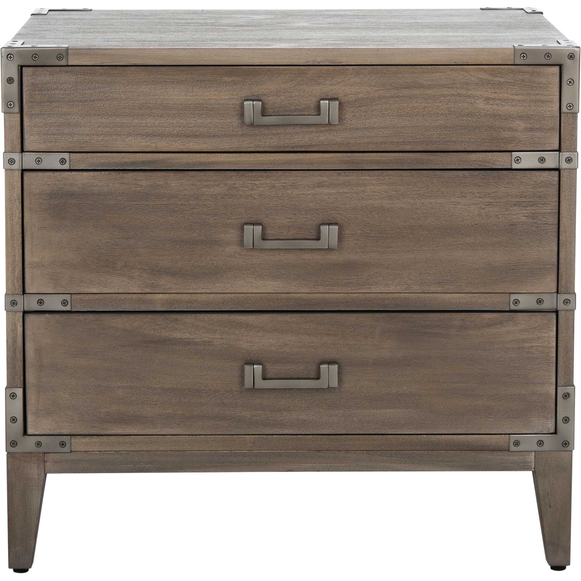 Nico 3 Drawer Wood Nightstand Light Brown - Image 2