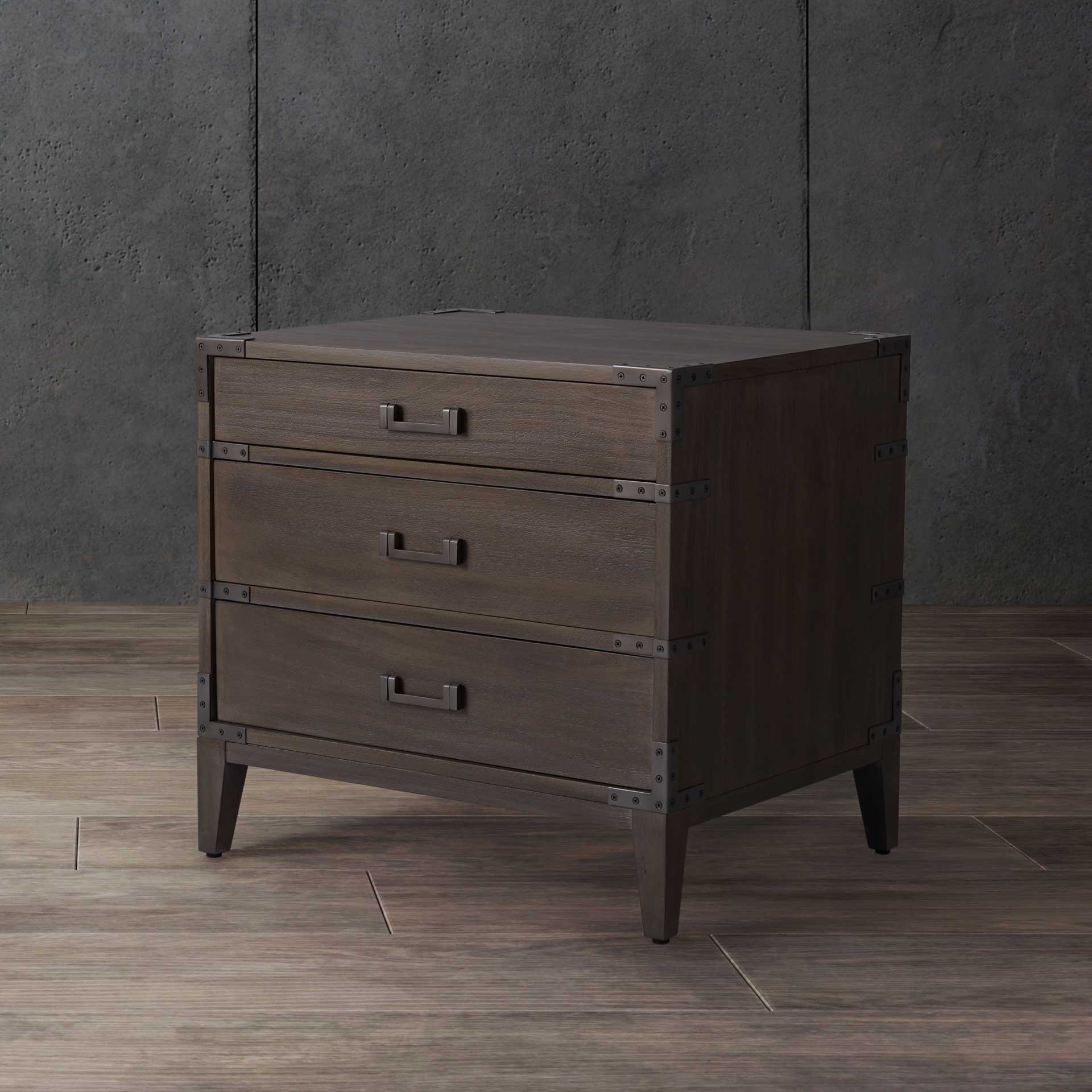 Nico 3 Drawer Wood Nightstand Light Brown - Image 4