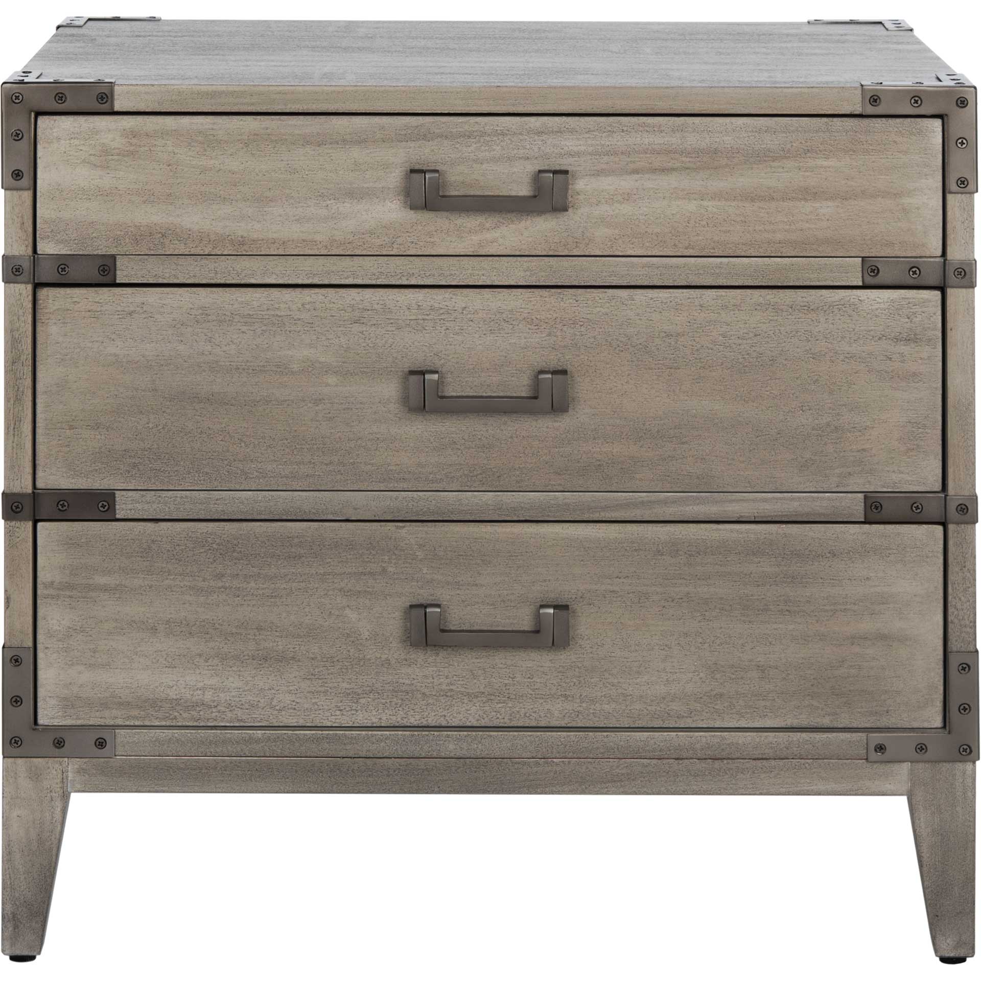 Nico 3 Drawer Wood Nightstand Light Gray - Image 2