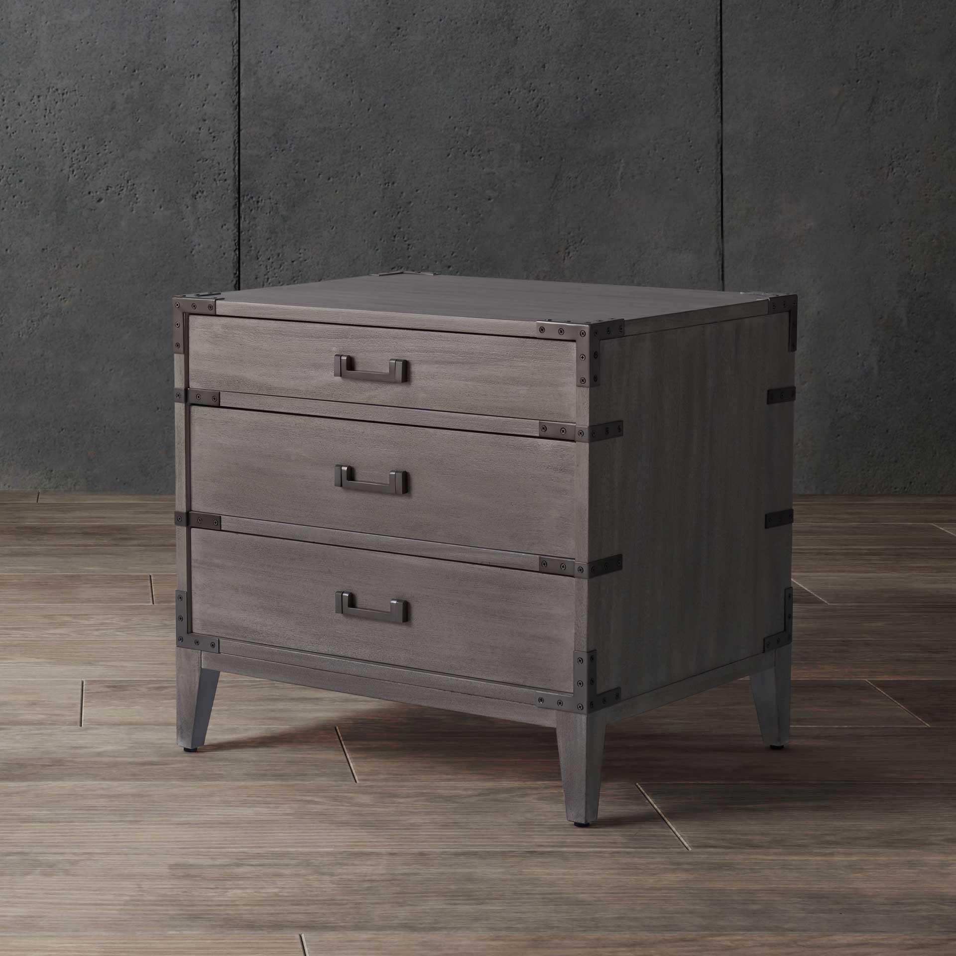 Nico 3 Drawer Wood Nightstand Light Gray - Image 4