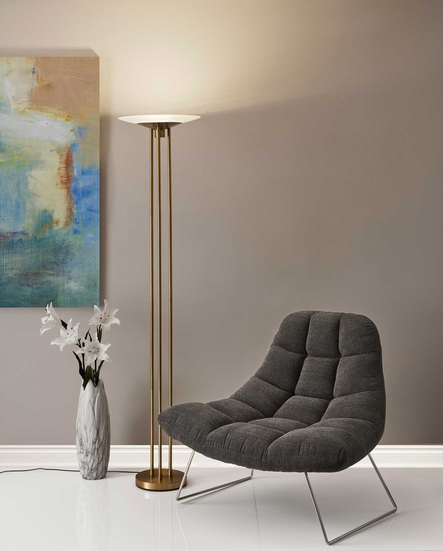 Nimes LED Torchiere Brass - Image 5