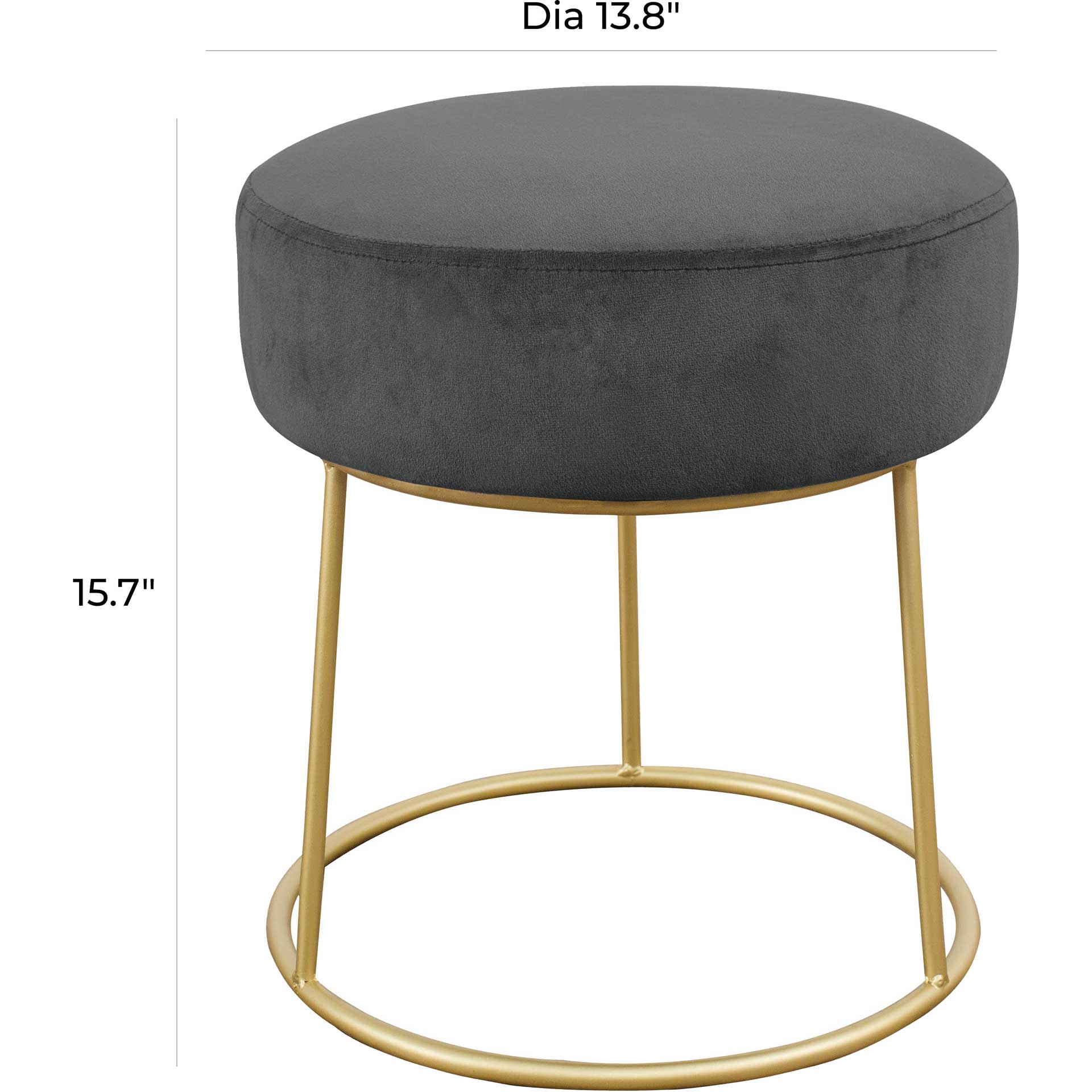 Nixie Velvet Stool Gray - Image 3