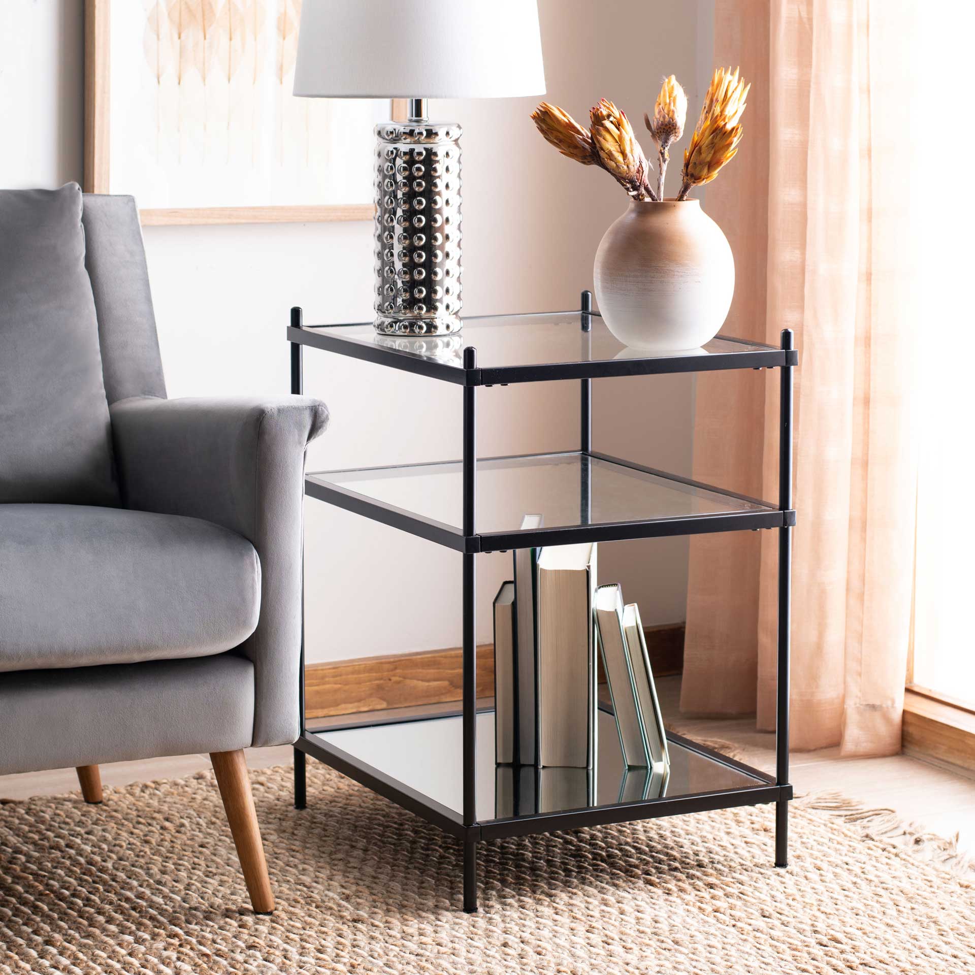 Noah 3 Tier Accent Table Black/Glass - Image 4
