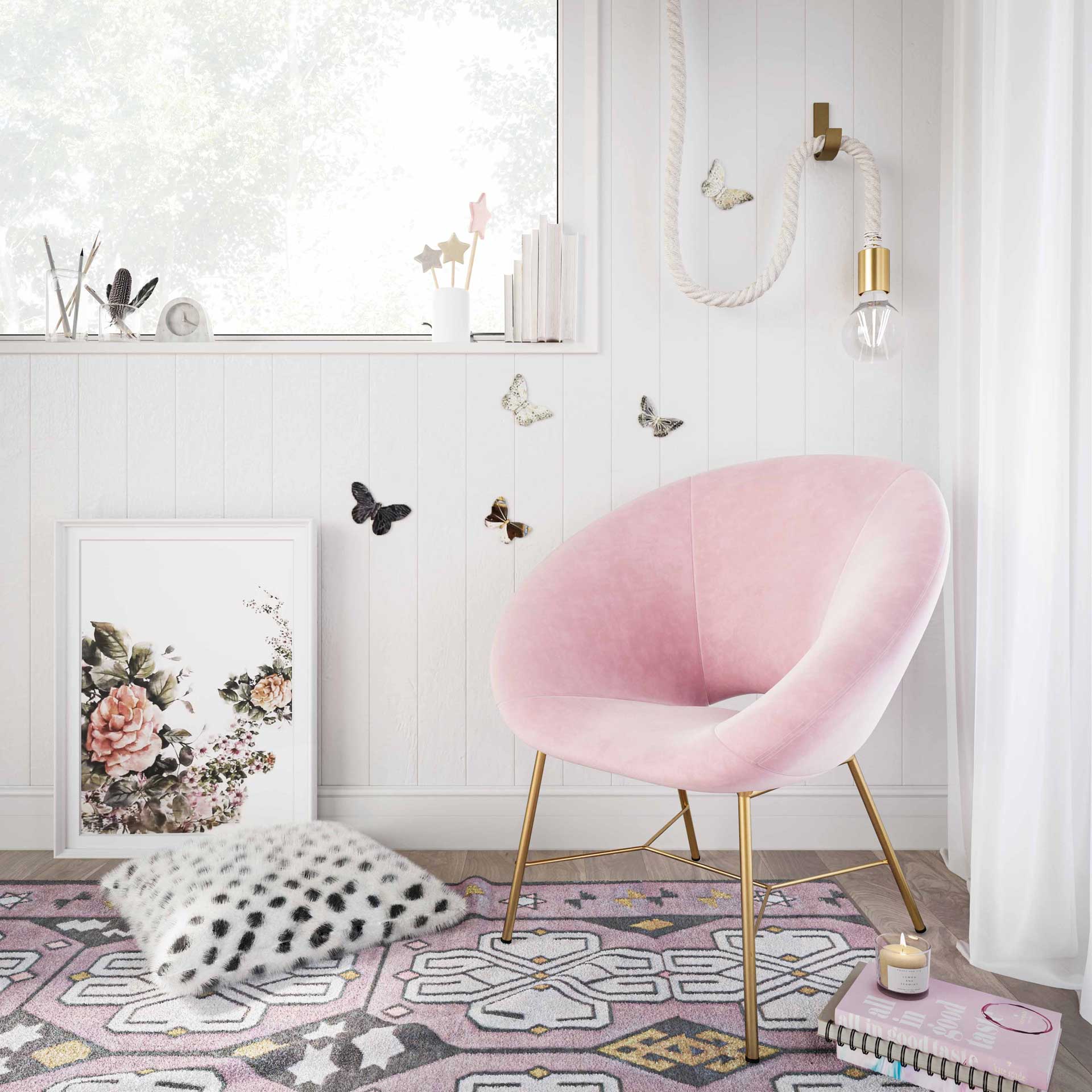 Noely Velvet Chair Blush - Image 7