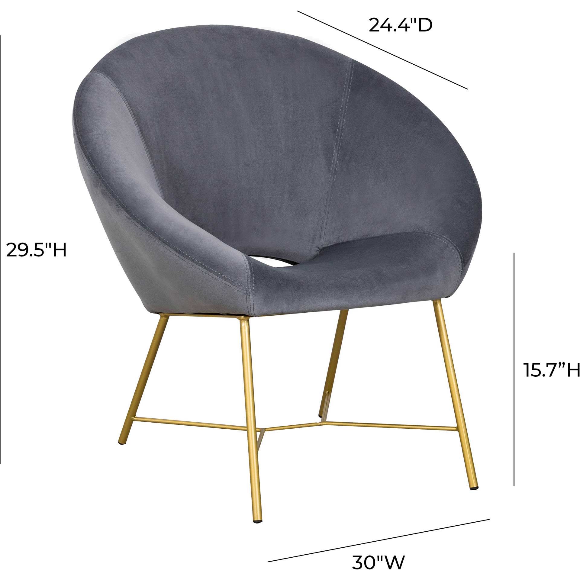 Noely Velvet Chair Gray - Image 5