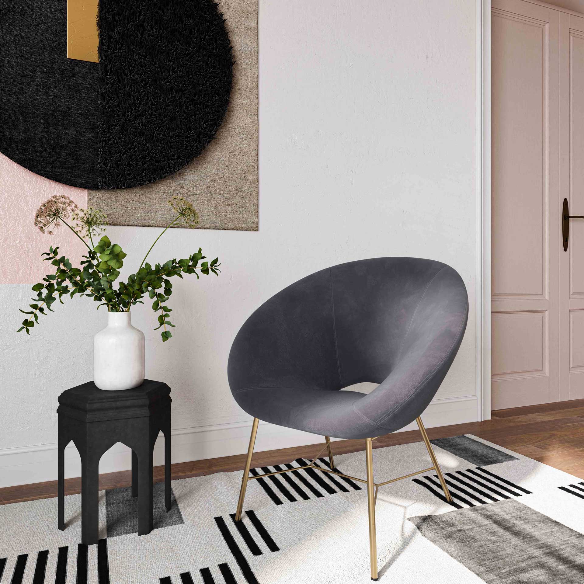 Noely Velvet Chair Gray - Image 6