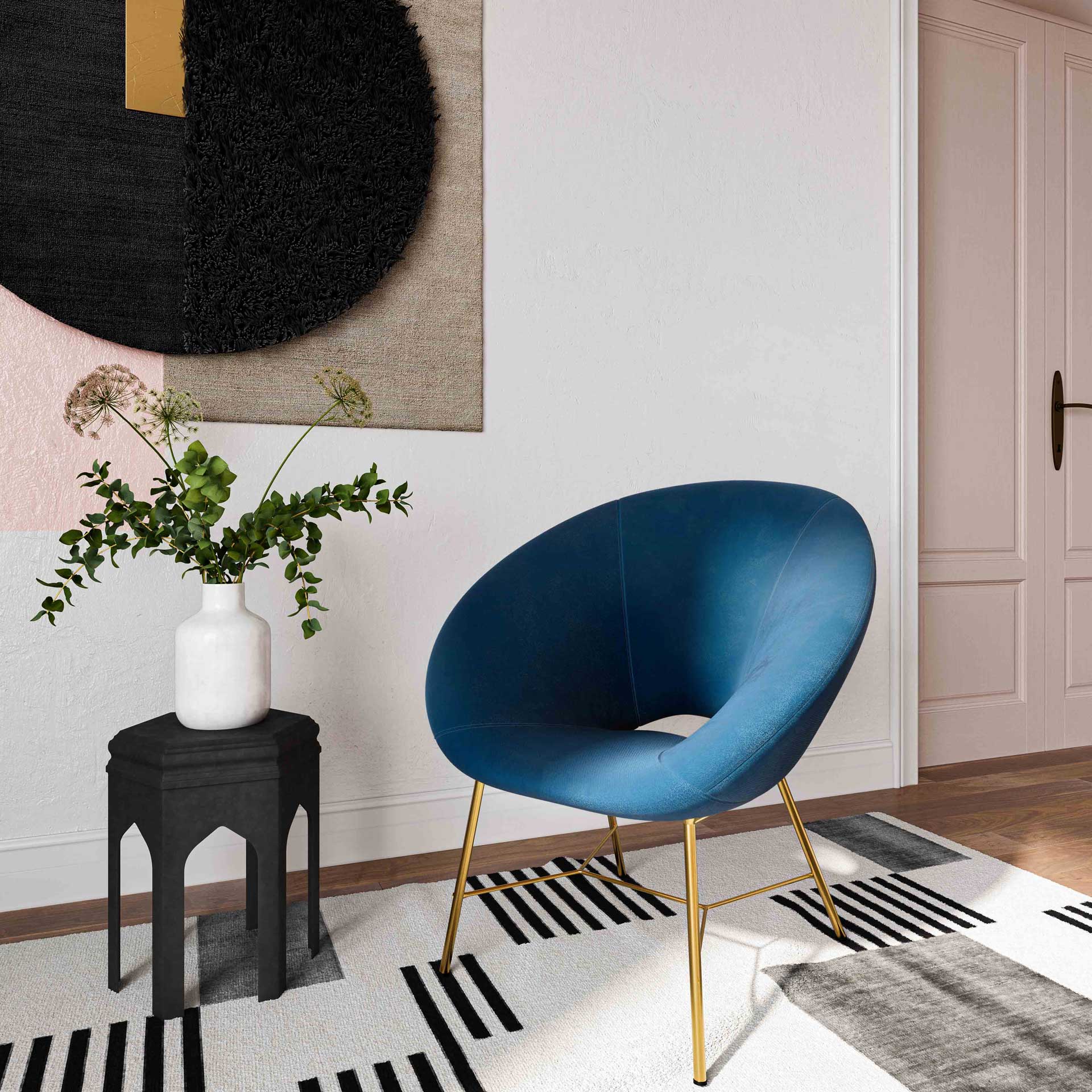 Noely Velvet Chair Navy - Image 6