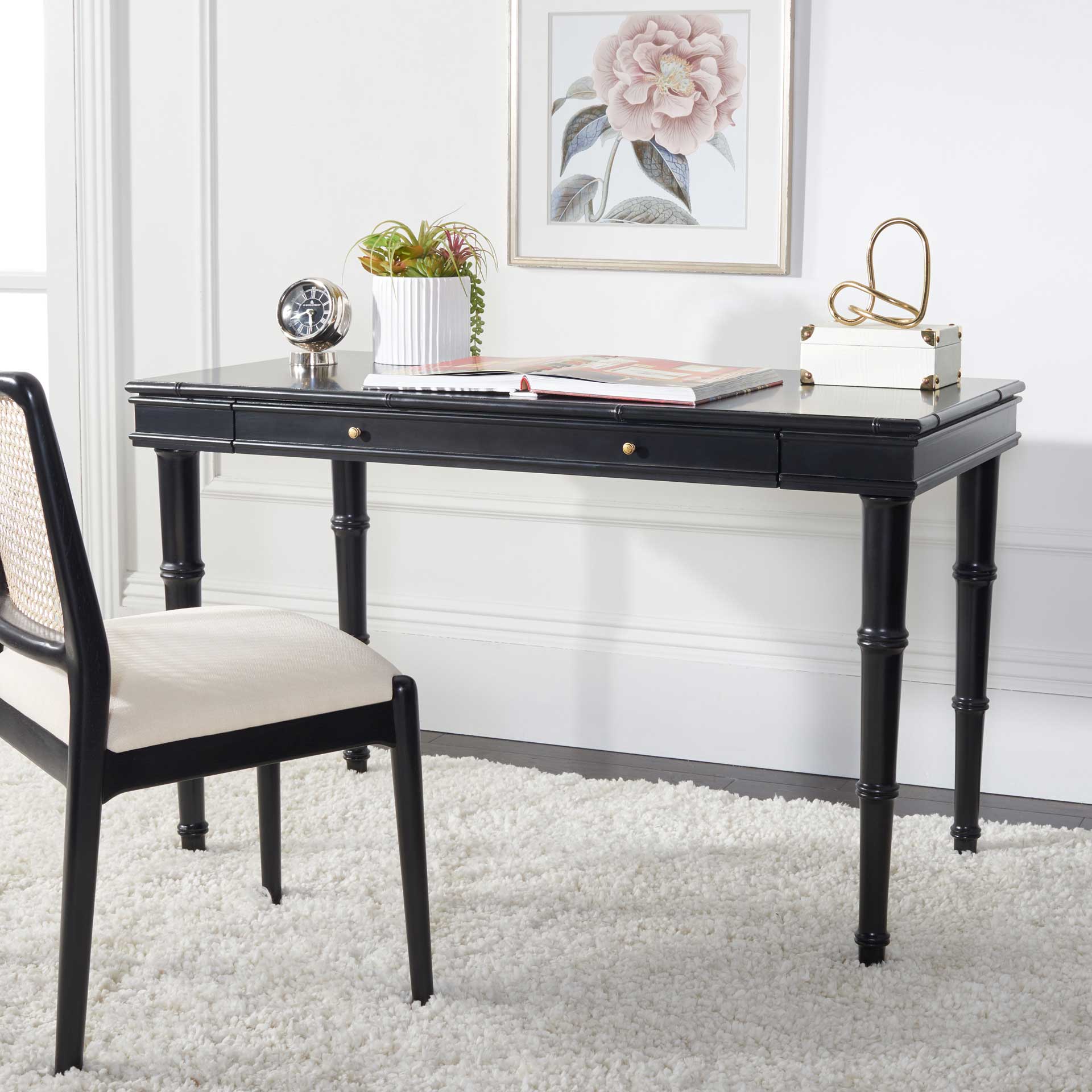 Noemi Single Drawer Writing Desk Black/Silver - Image 4