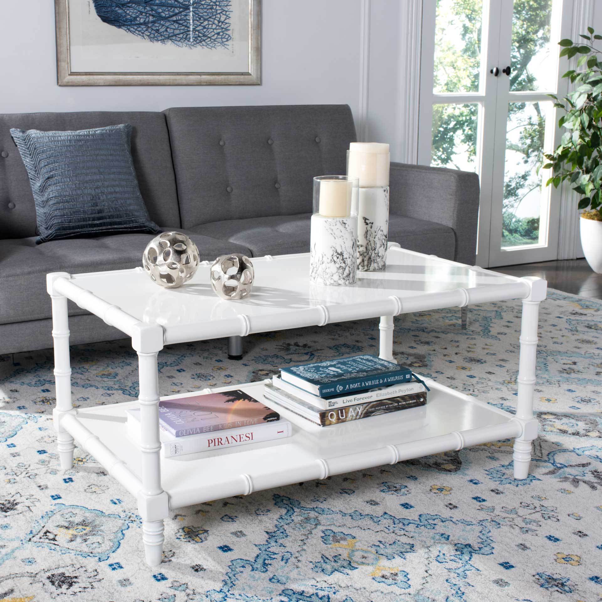 Nolan Coastal Bamboo Coffee Table White - Image 4