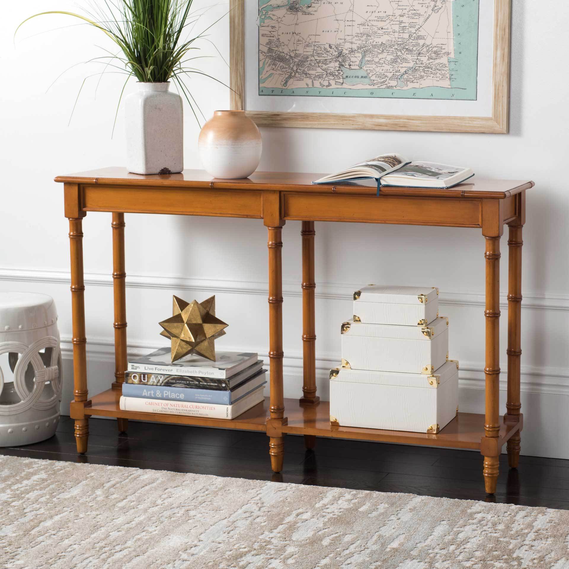 Nolan Coastal Bamboo Console Table Brown - Image 5
