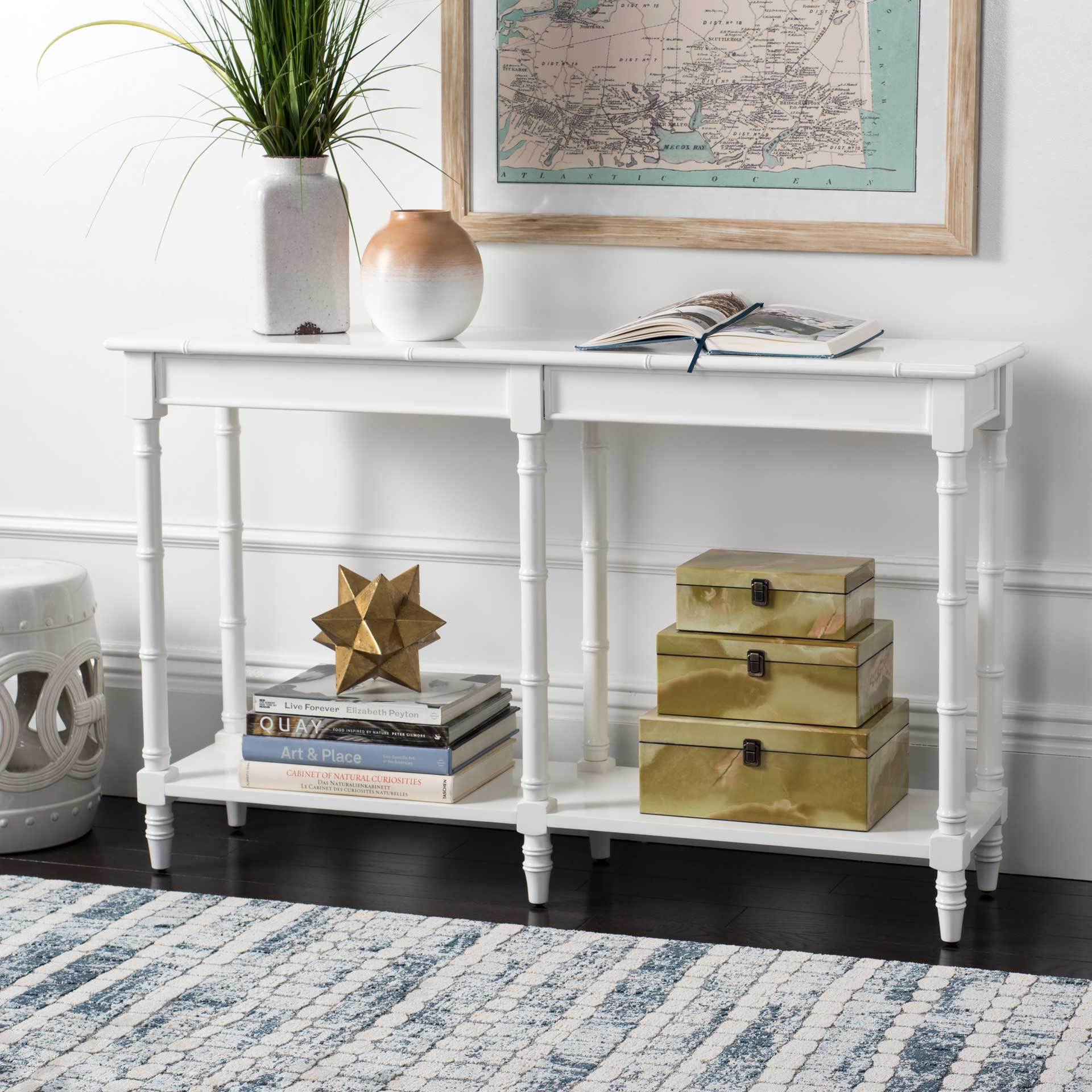 Nolan Coastal Bamboo Console Table White - Image 4