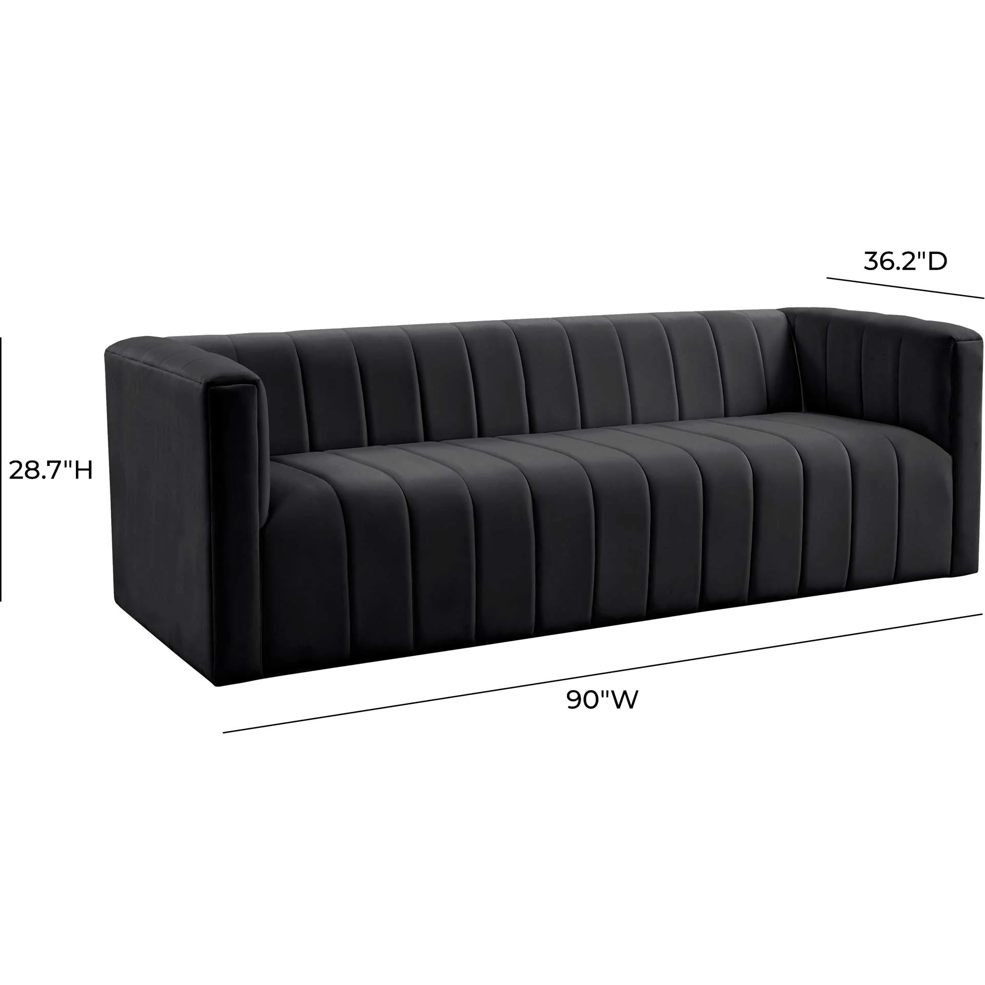 Nolita Velvet Sofa Black - Image 6