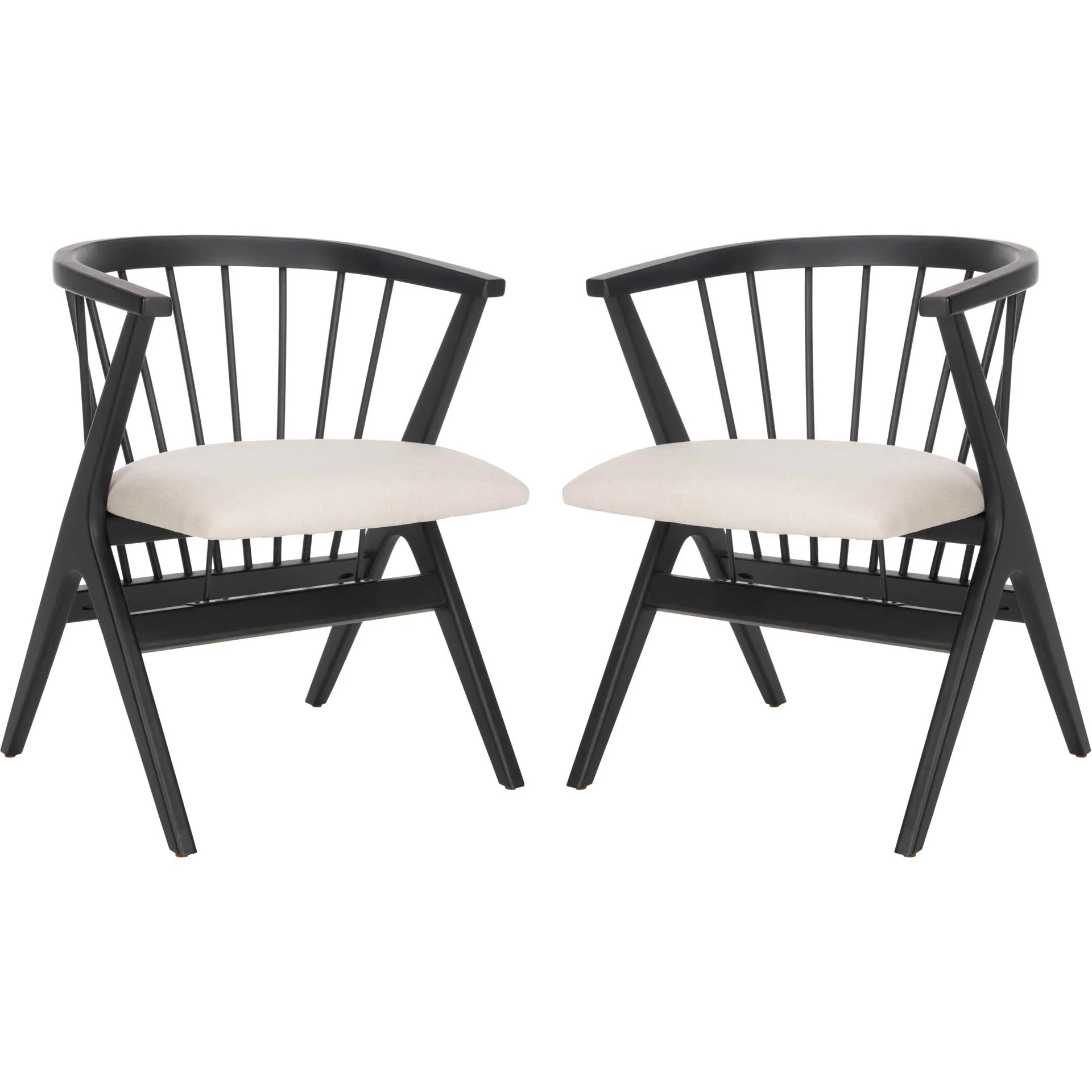 Nolte Spindle Dining Chair Black/Beige (Set of 2) - Image 2