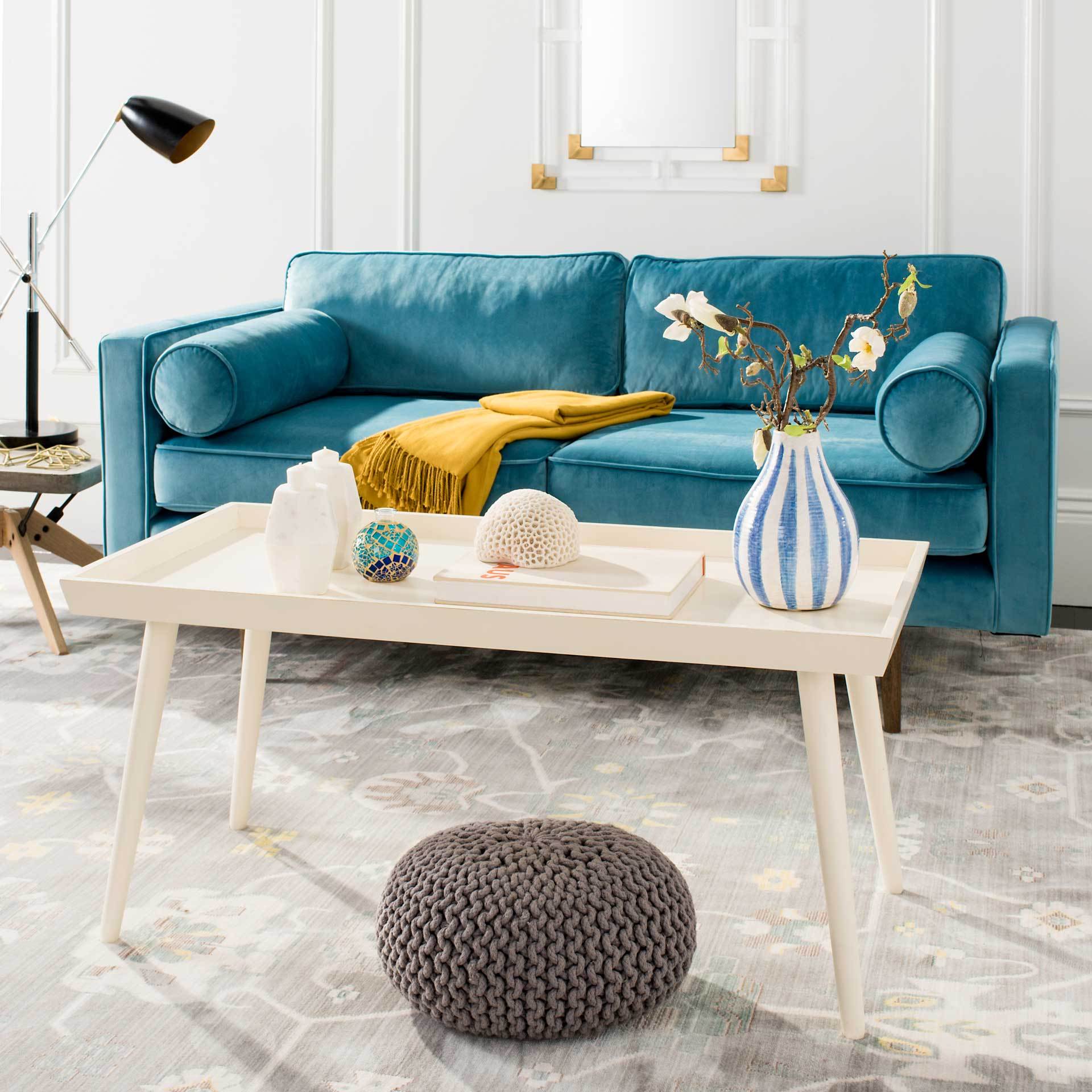 Norah Tray Top Coffee Table Distressed White - Image 4