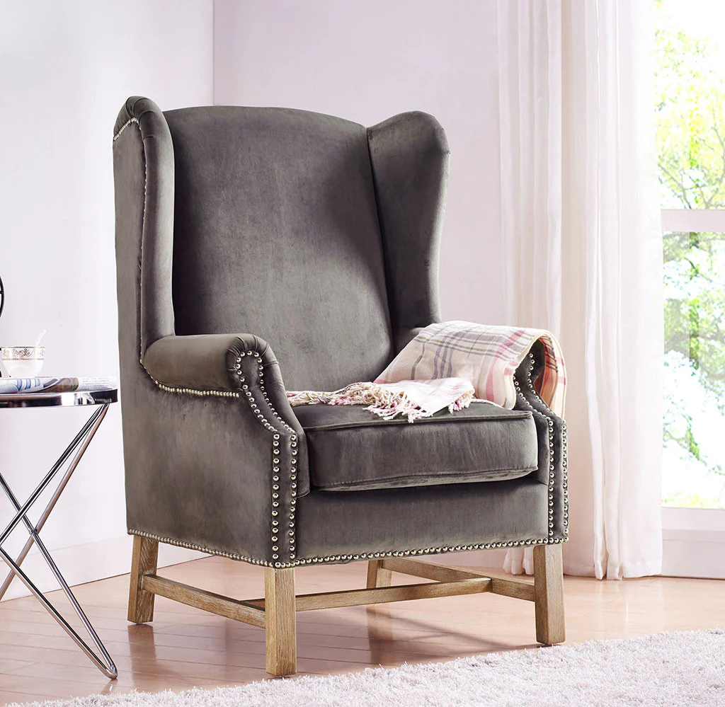 Norcross Gray Velvet Chair - Image 5