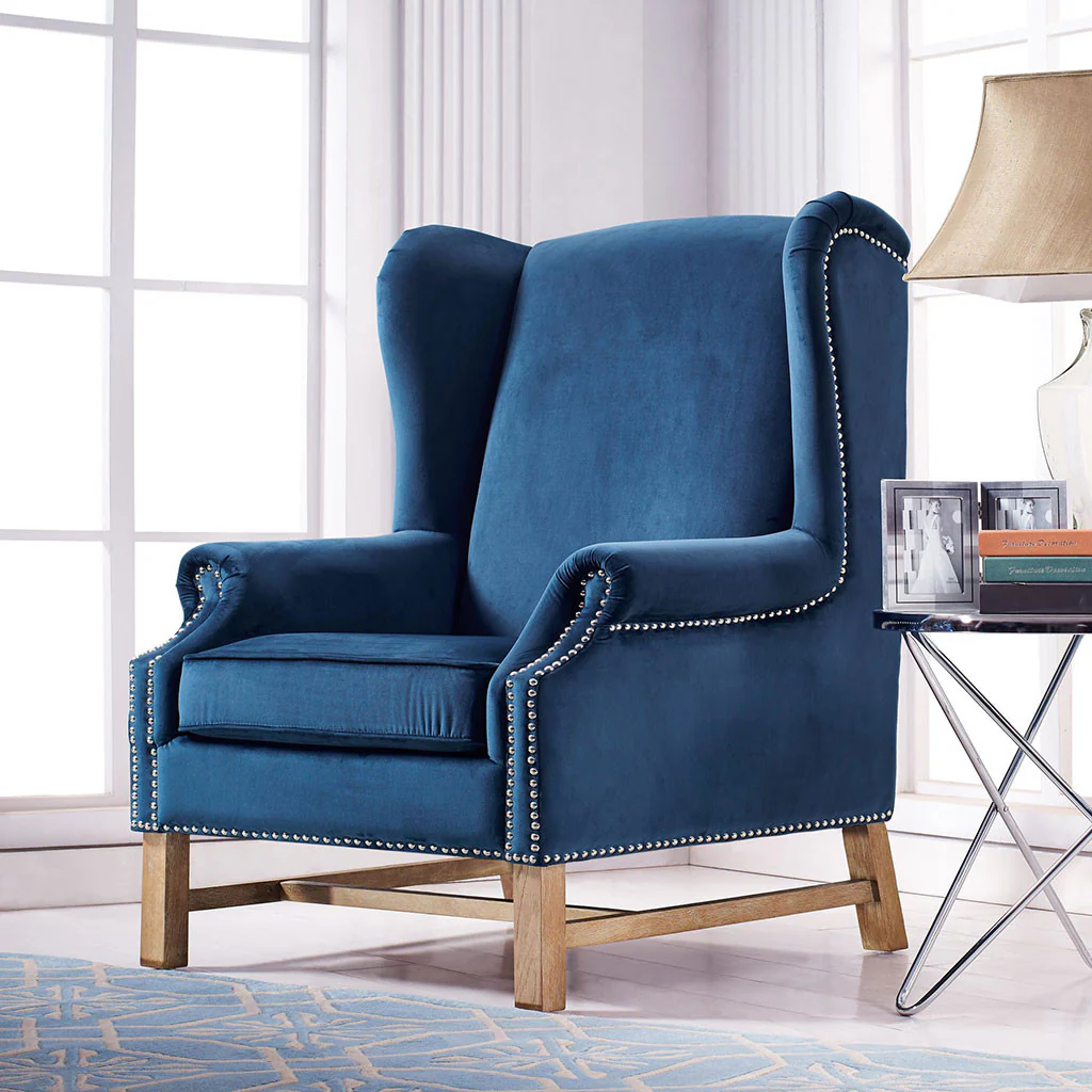 Norcross Navy Velvet Chair - Image 5