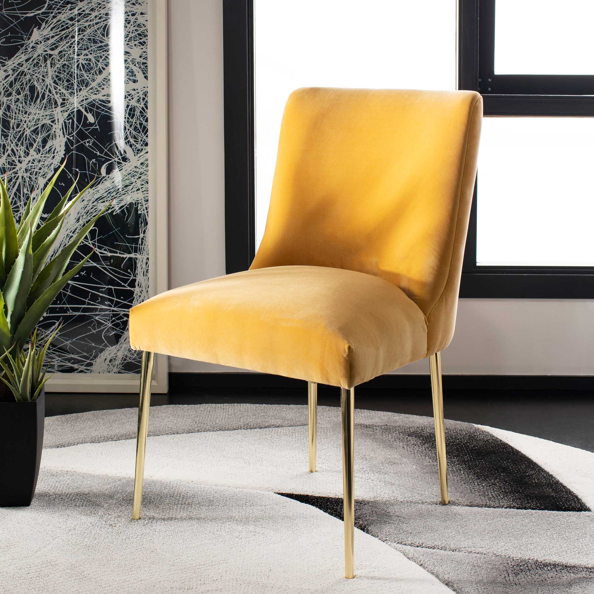 Nova Velvet Dining Chair Mustard - Image 8