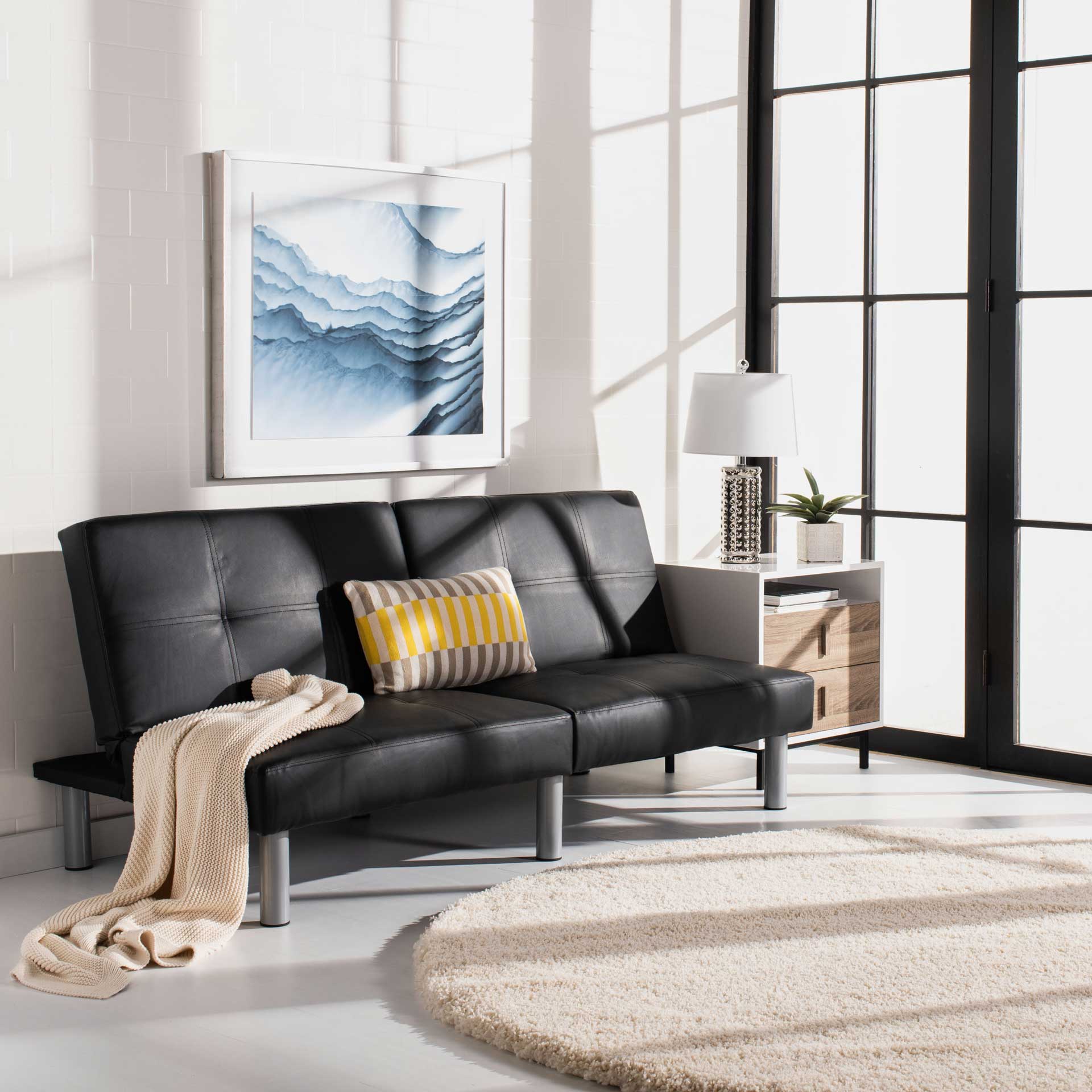 Novile Foldable Futon Bed Black - Image 8
