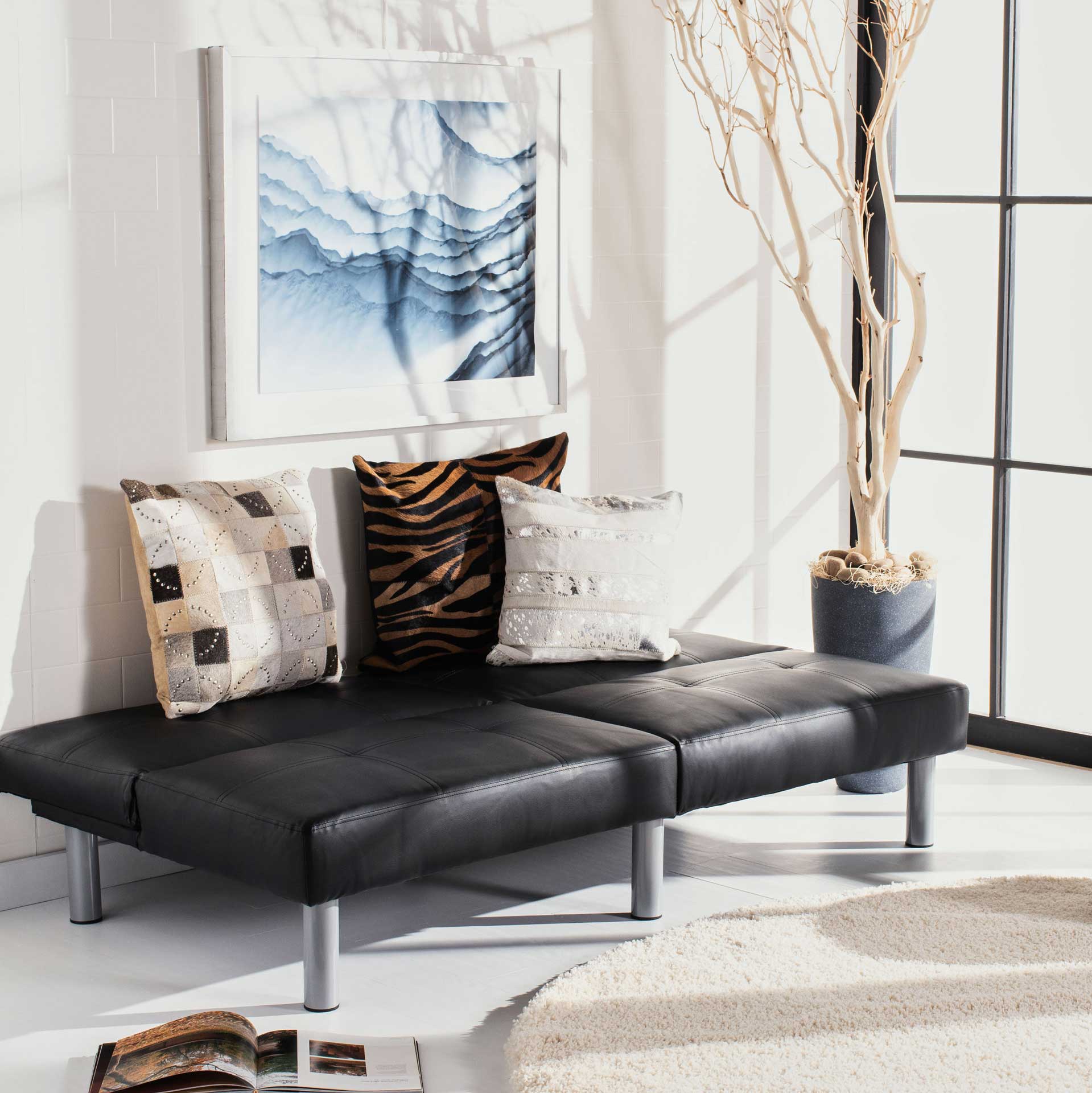 Novile Foldable Futon Bed Black - Image 9