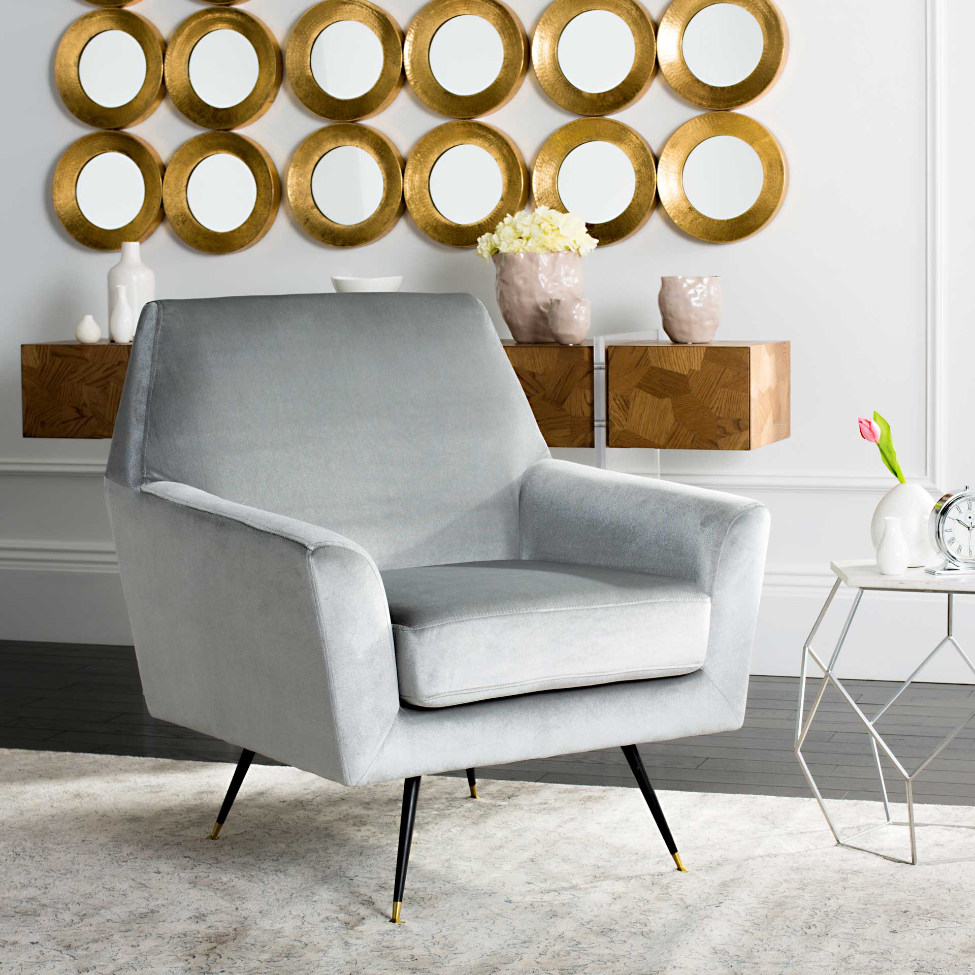 Nyla Velvet Accent Chair Light Gray - Image 7