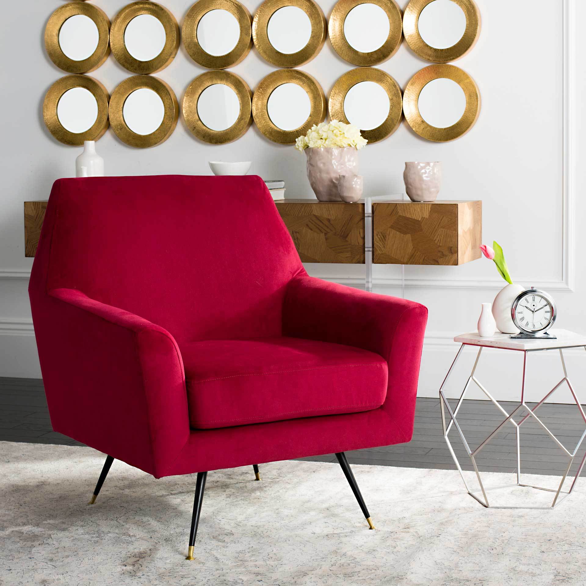 Nyla Velvet Accent Chair Maroon - Image 8