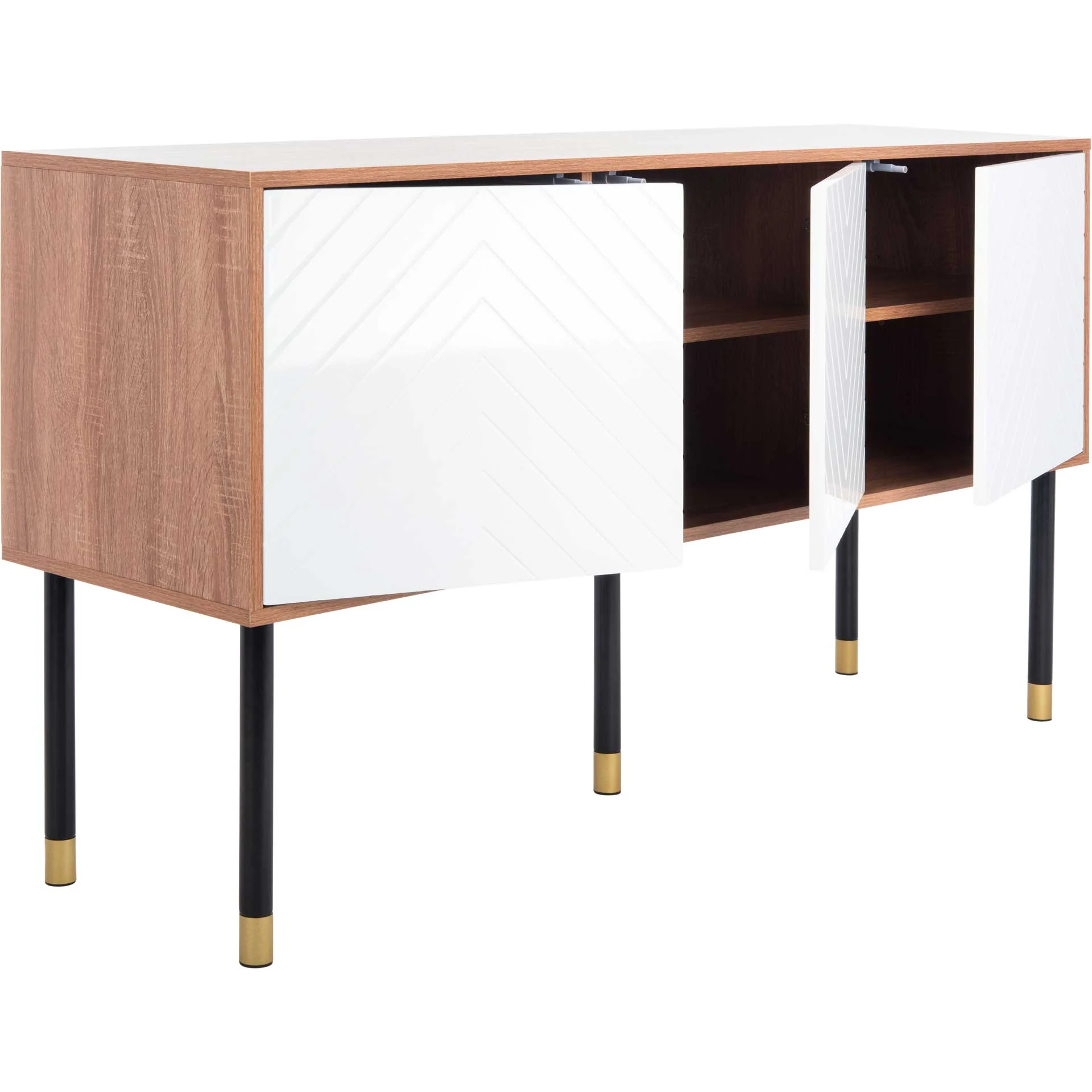 Oaklee TV Stand Natural/White/Black/Gold - Image 6