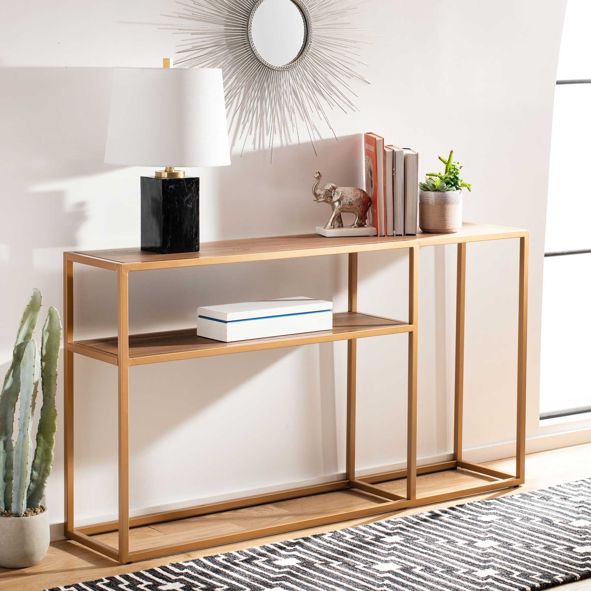 Octavia Console Table Walnut/Gold - Image 6