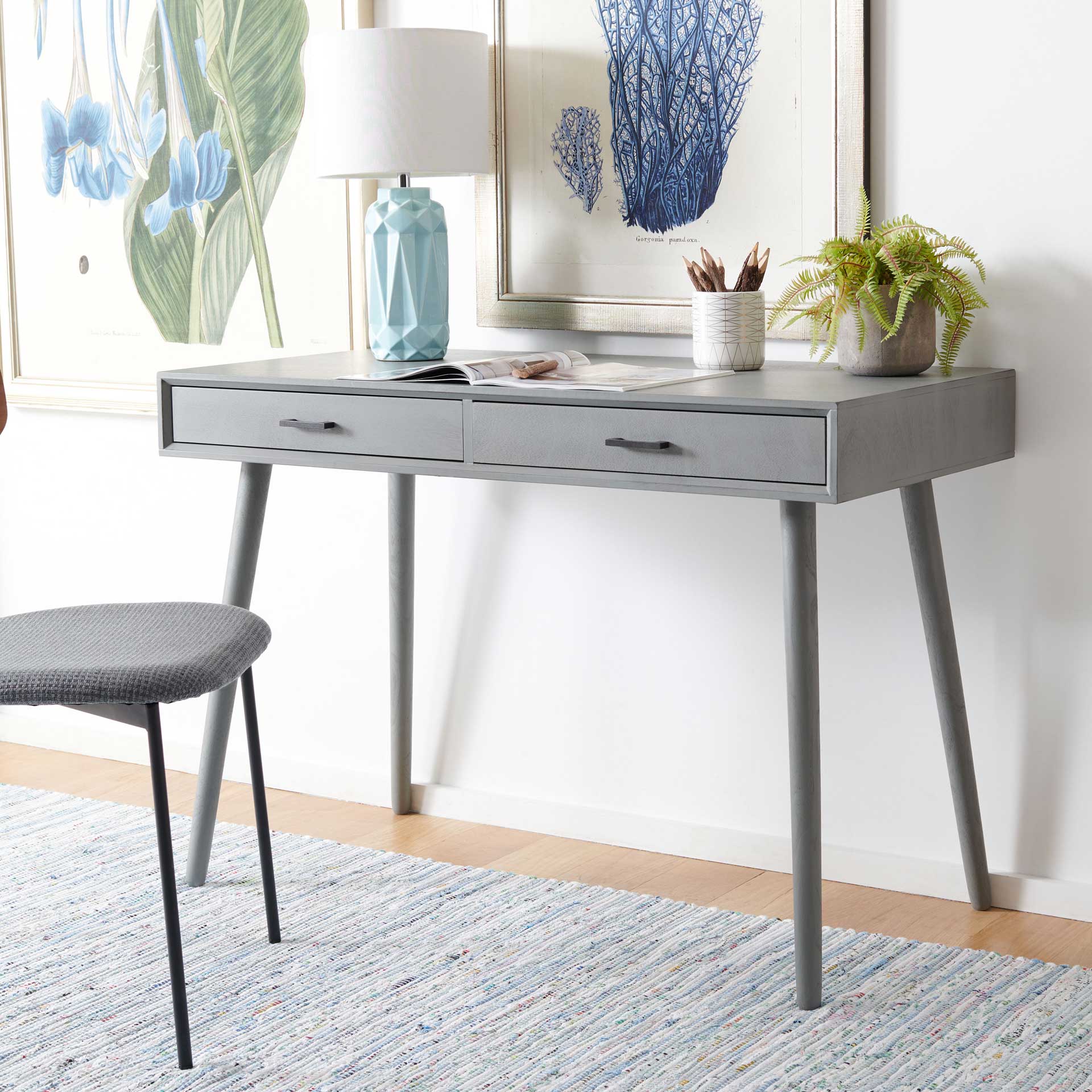 Odael 2 Drawer Desk Distressed Gray - Image 4