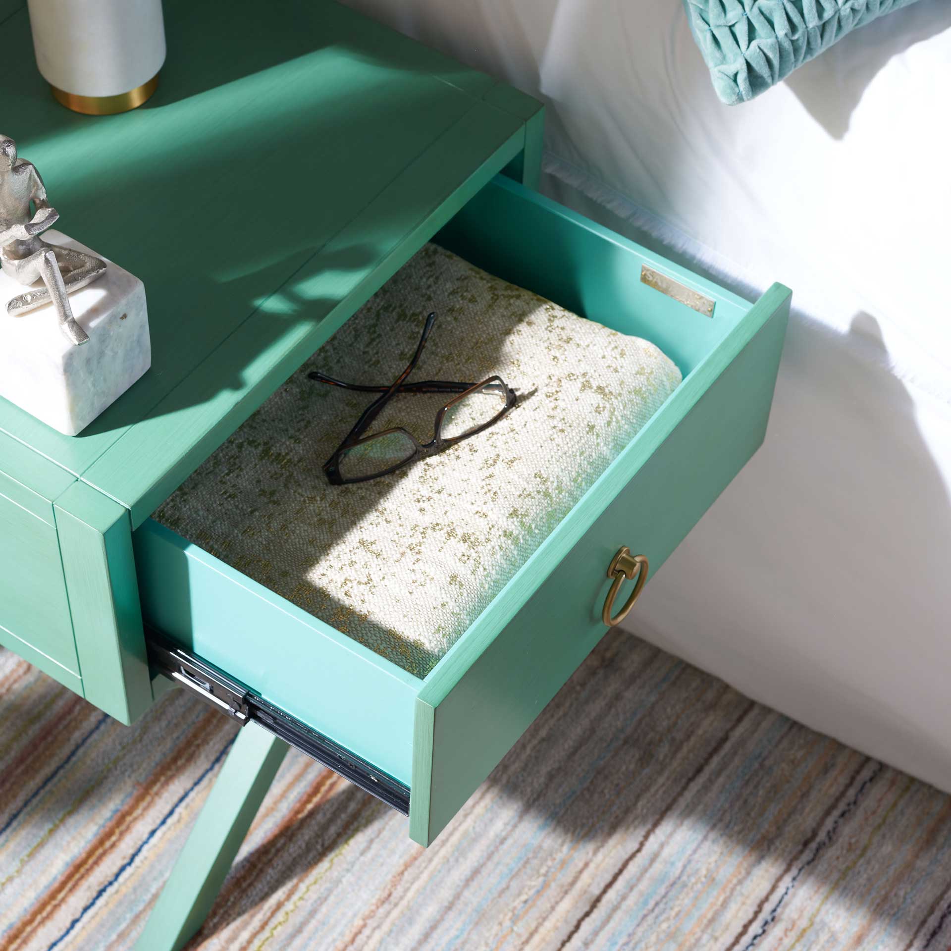 Odessa 1 Drawer Nightstand Turquoise - Image 7