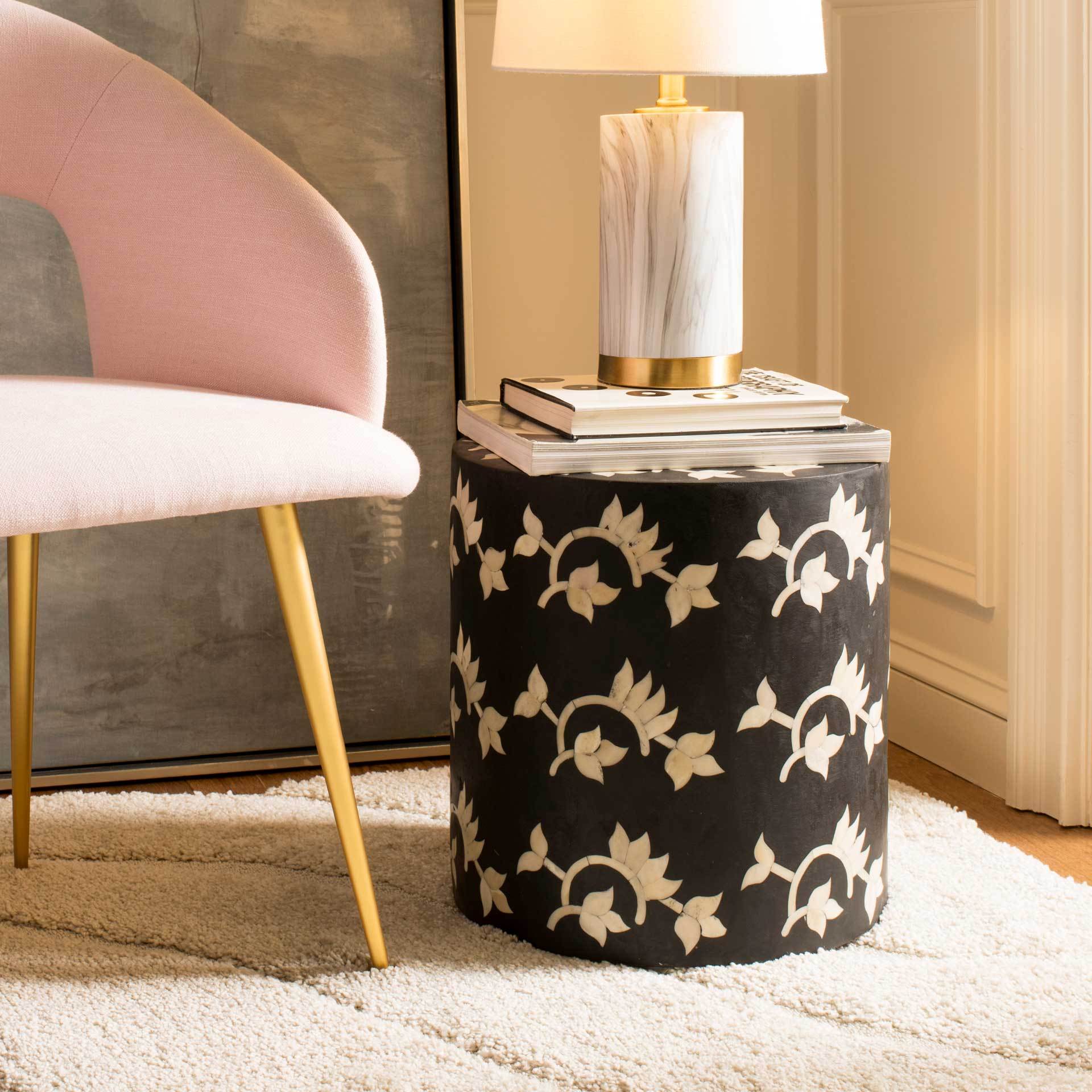 Odin Bone Inlay Stool Black - Image 5